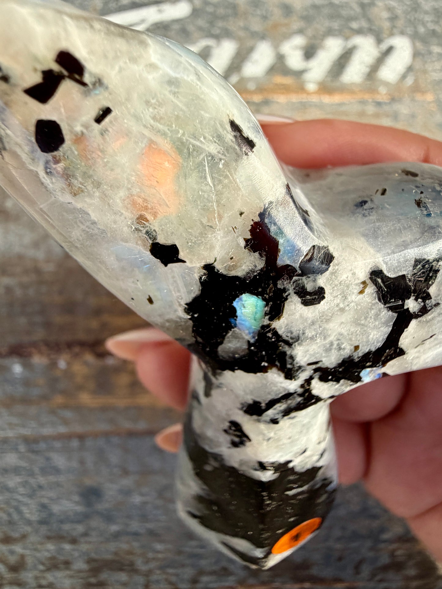 Gorgeous Rainbow Moonstone Whale Tail | India | Opt 1