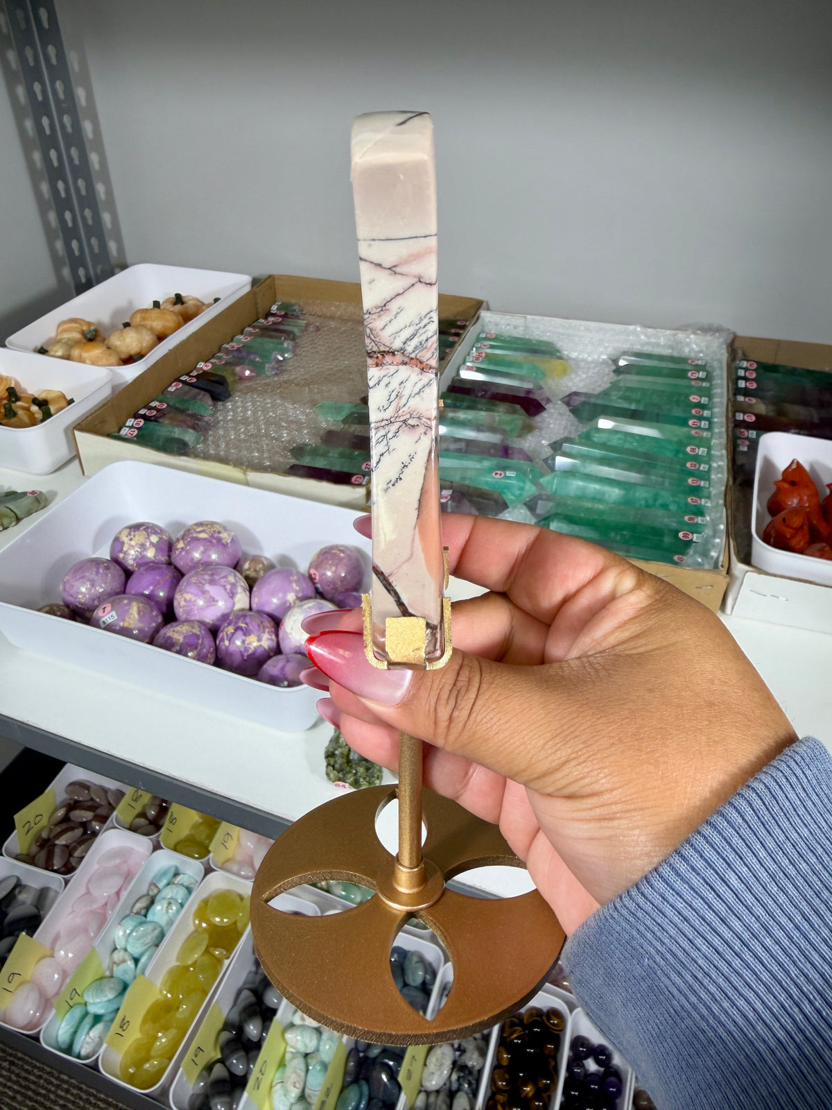 Gorgeous Picture Jasper Moon on Stand | Opt 24