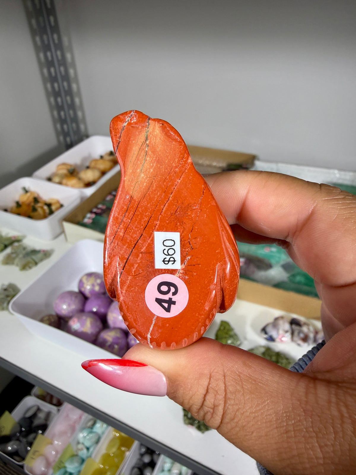 Adorable Cardinal Red Jasper Carving | Opt 49