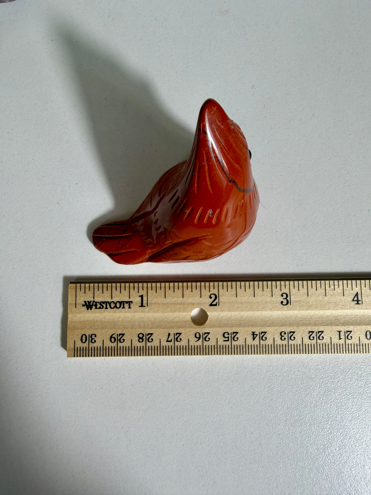 Adorable Cardinal Red Jasper Carving | Opt 49