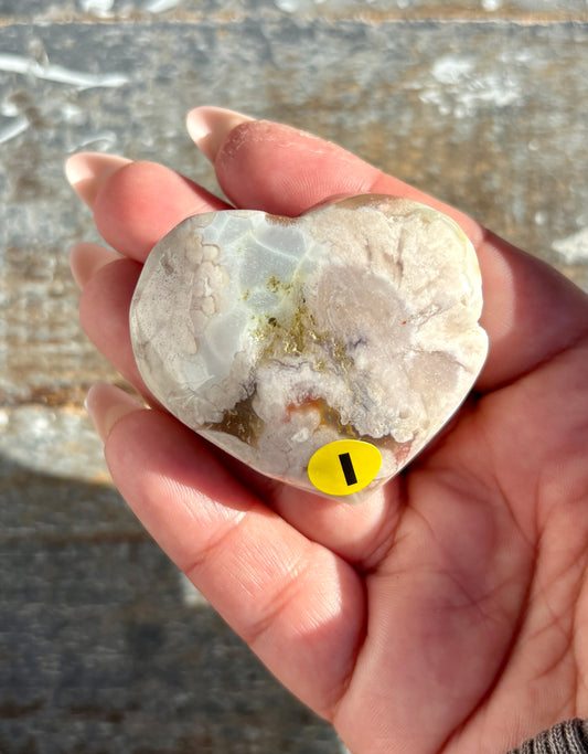 Gorgeous Green Flower Agate Heart from Madagascar | Opt I