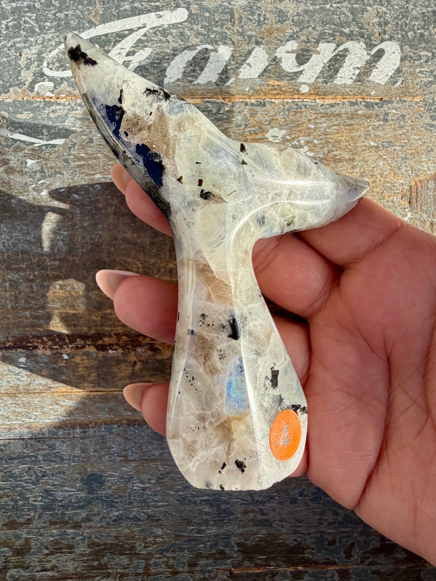 Gorgeous Rainbow Moonstone Whale Tail | India | Opt 4