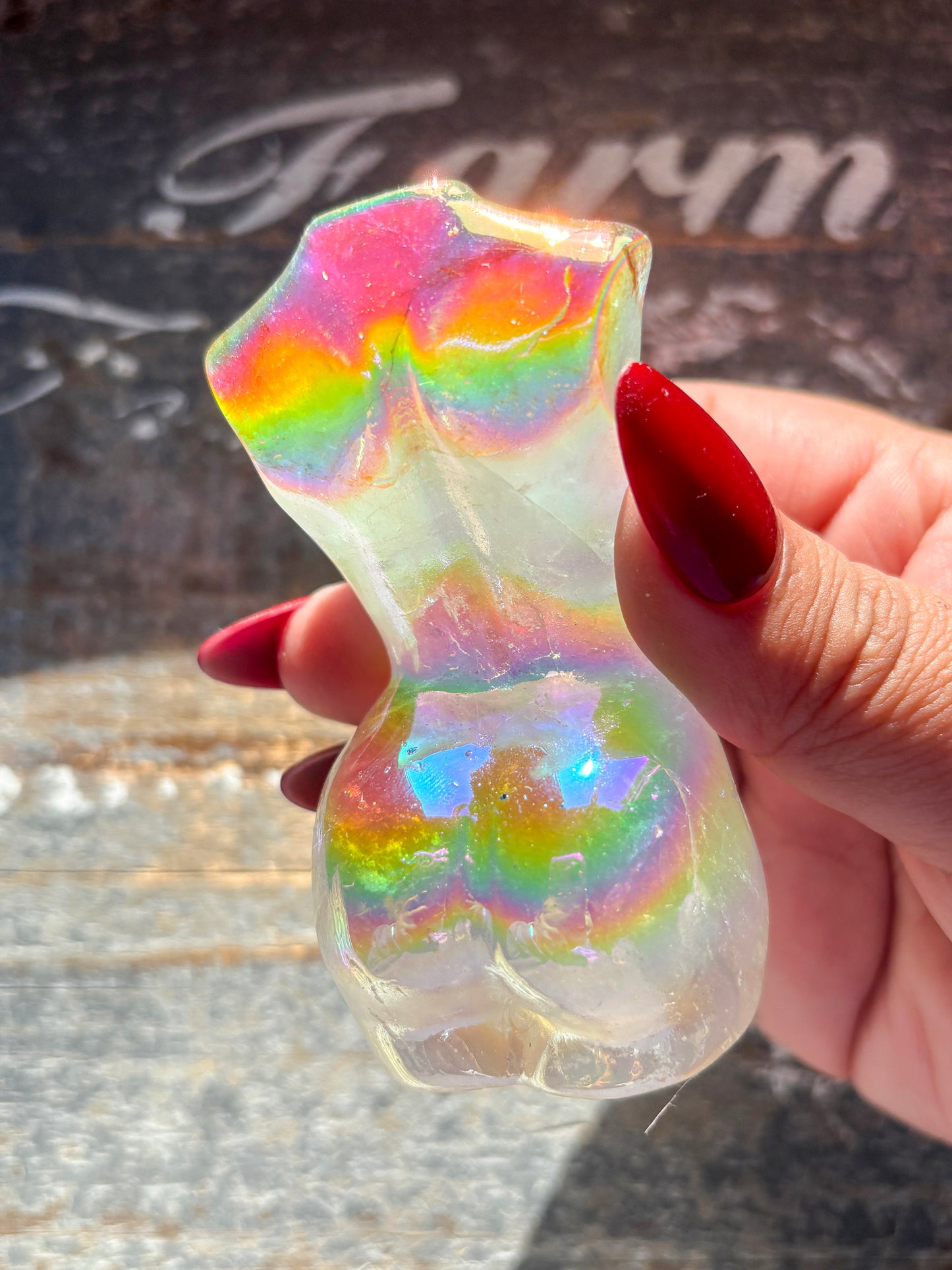 Gorgeous Aura Clear Quartz Goddess Body