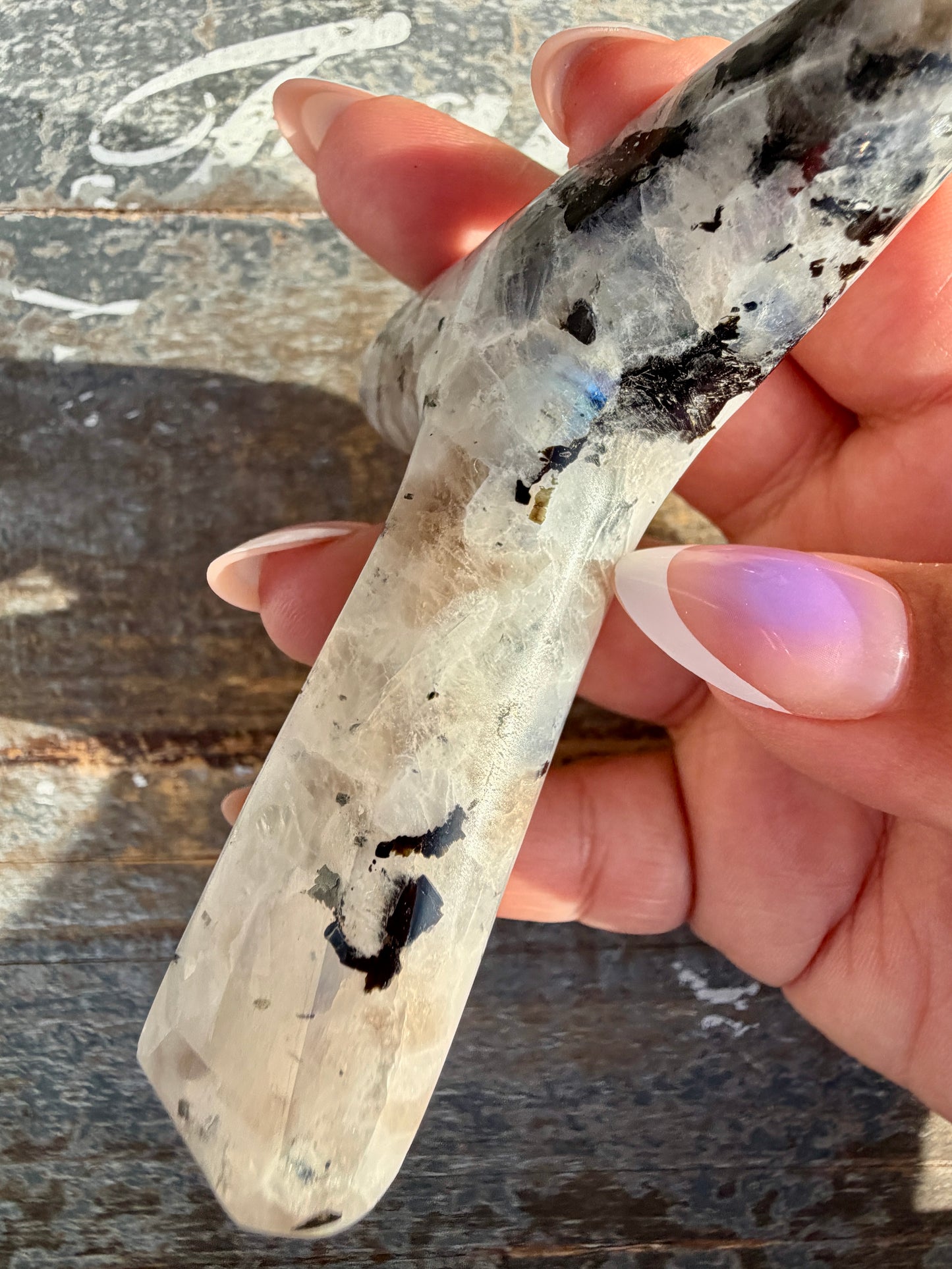 Gorgeous Rainbow Moonstone Whale Tail | India | Opt 4