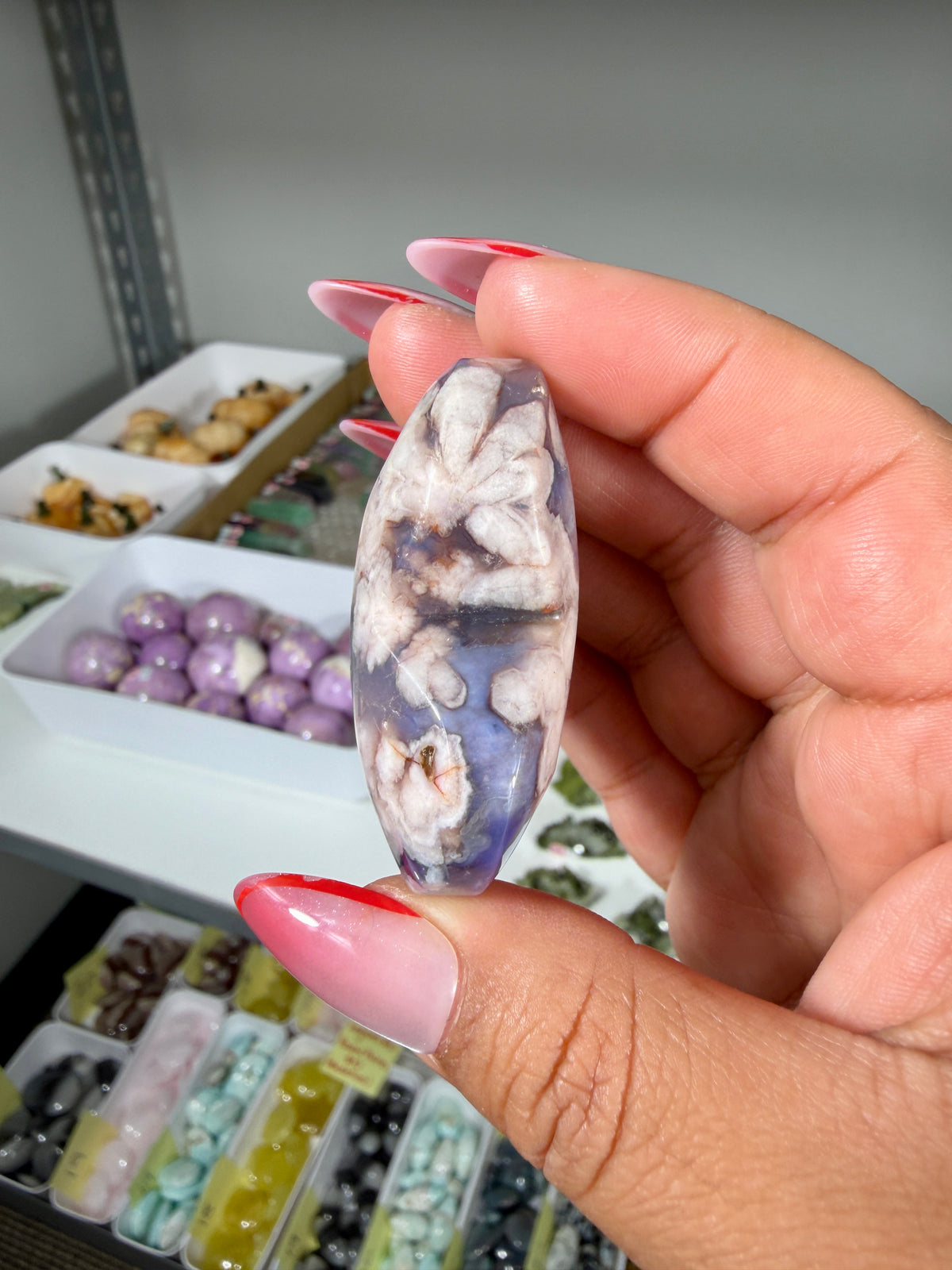 Gorgeous Blue Flower Agate Heart | Opt 27