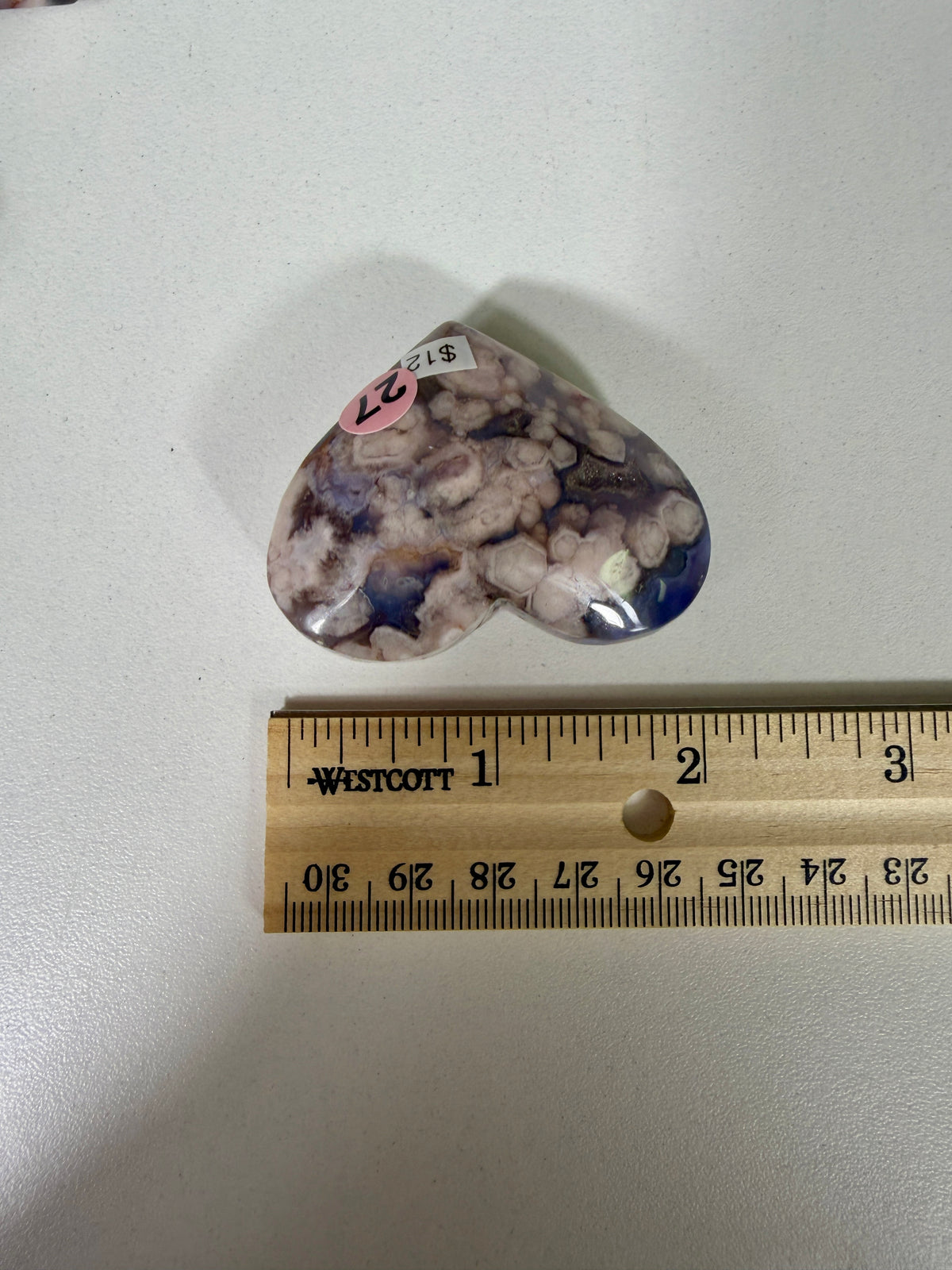 Gorgeous Blue Flower Agate Heart | Opt 27