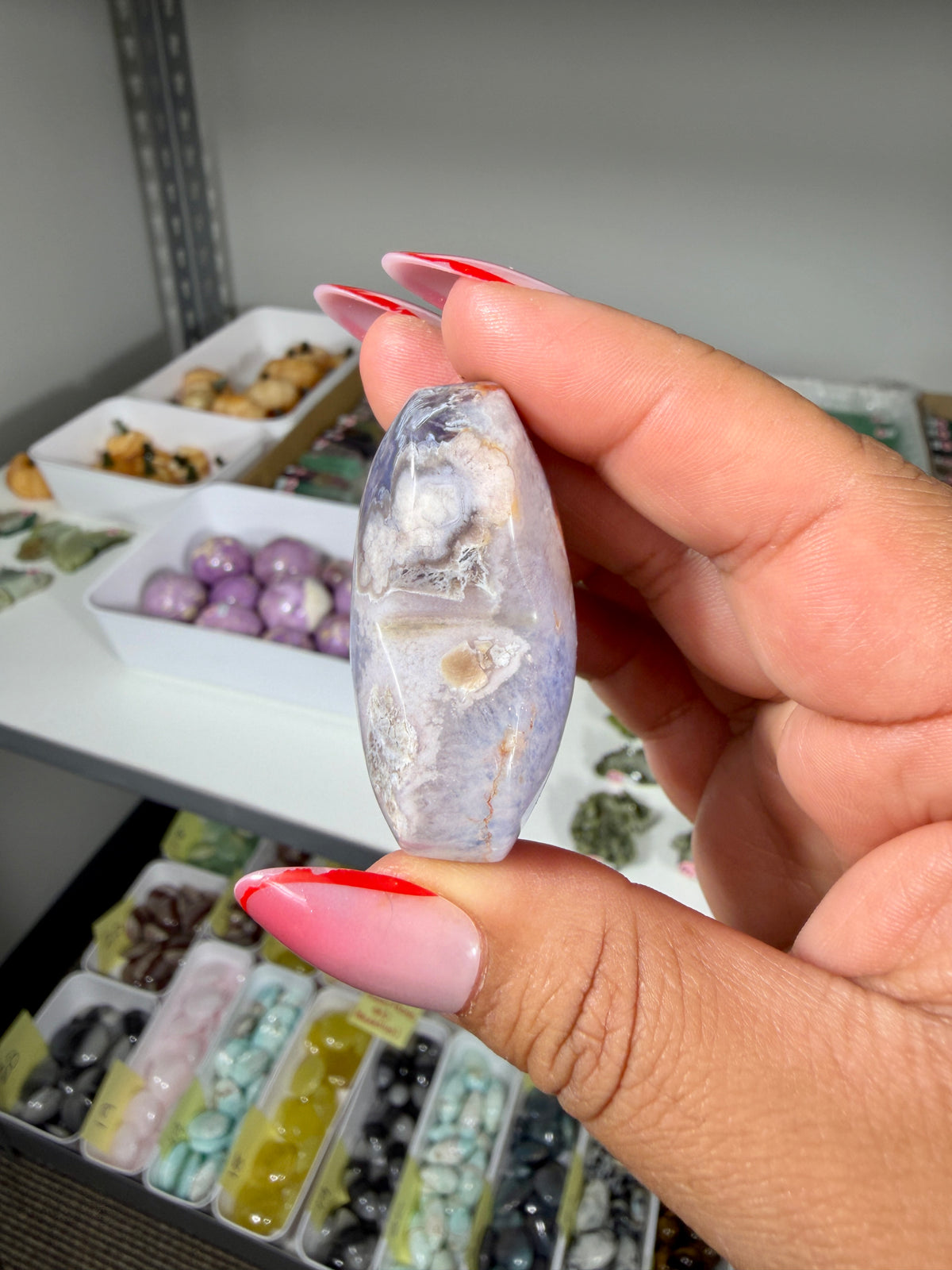 Gorgeous Blue Flower Agate Heart | Opt 30