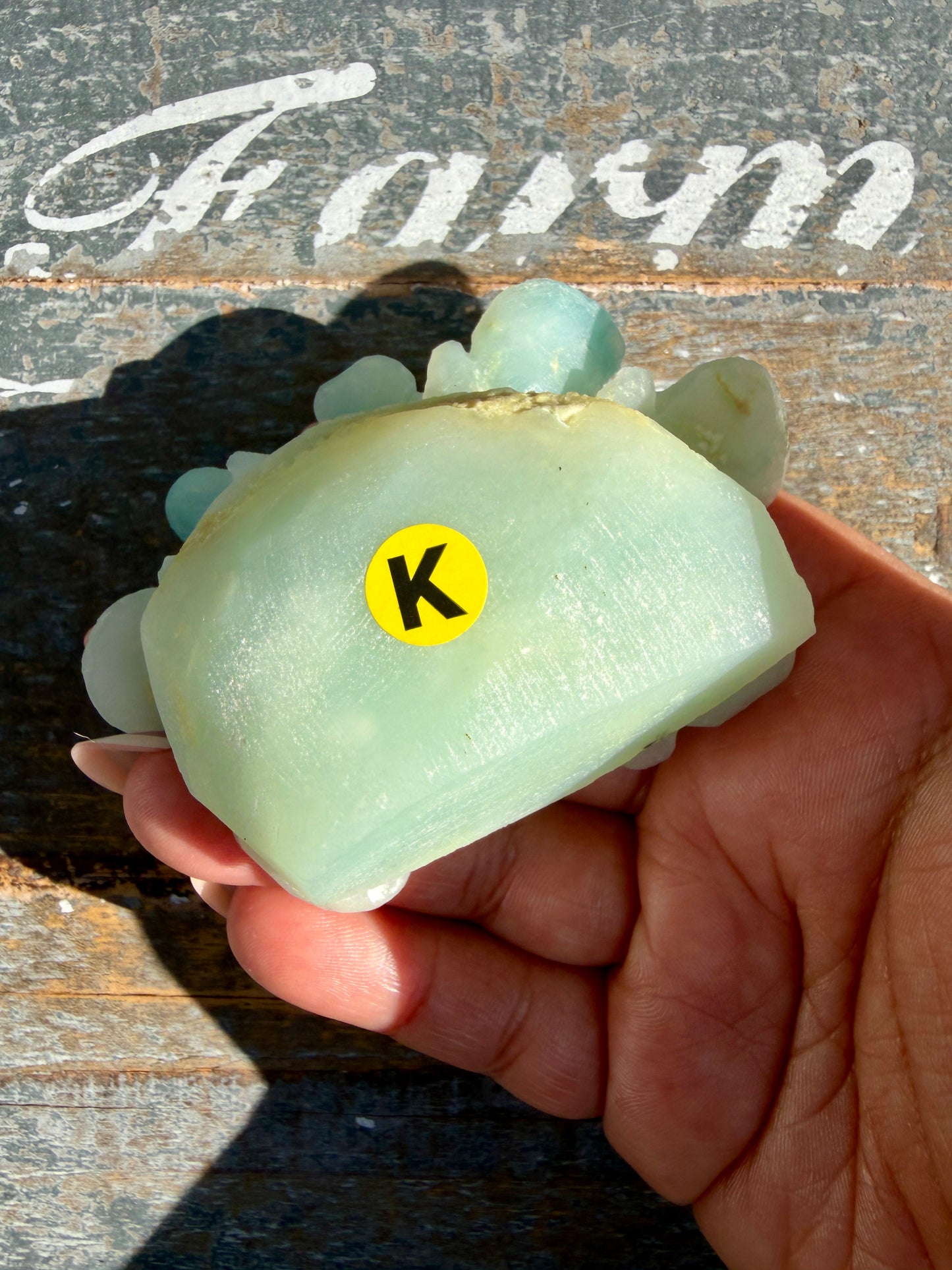 Gorgeous Hand Carved Amazonite Flower Matte Polish | Opt K (self standing)