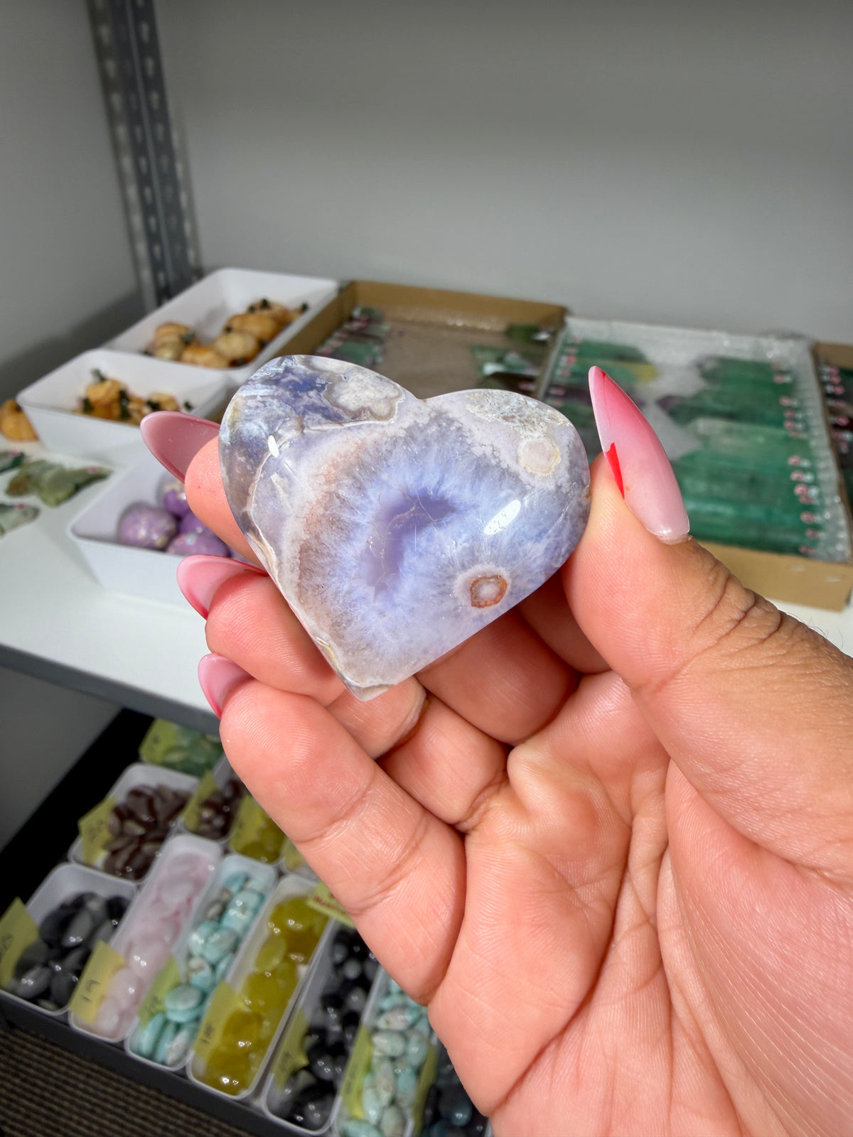Gorgeous Blue Flower Agate Heart | Opt 30