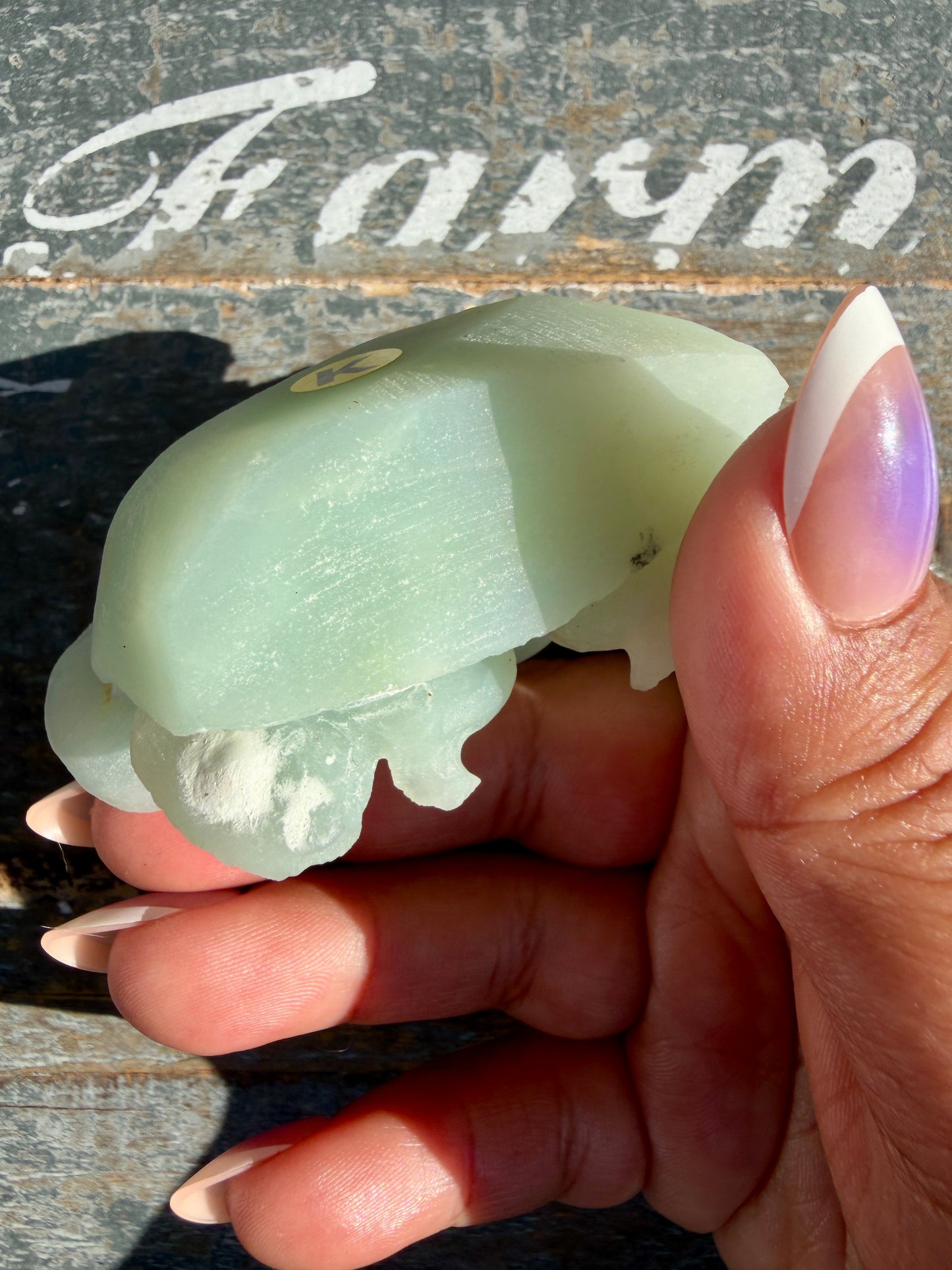 Gorgeous Hand Carved Amazonite Flower Matte Polish | Opt K (self standing)