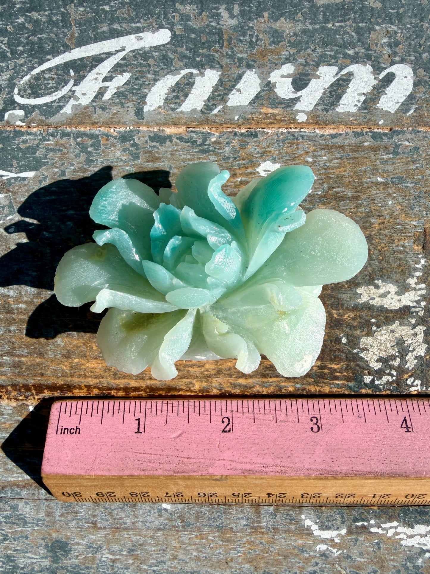 Gorgeous Hand Carved Amazonite Flower Matte Polish | Opt K (self standing)