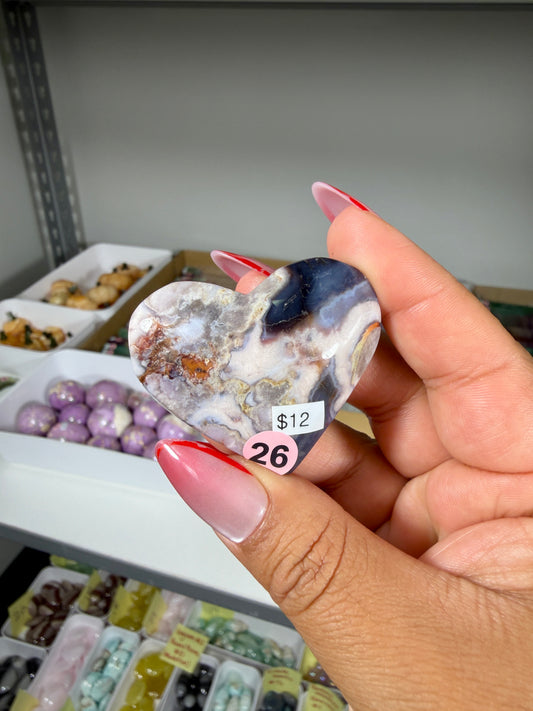 Gorgeous Blue Flower Agate Heart | Opt 26