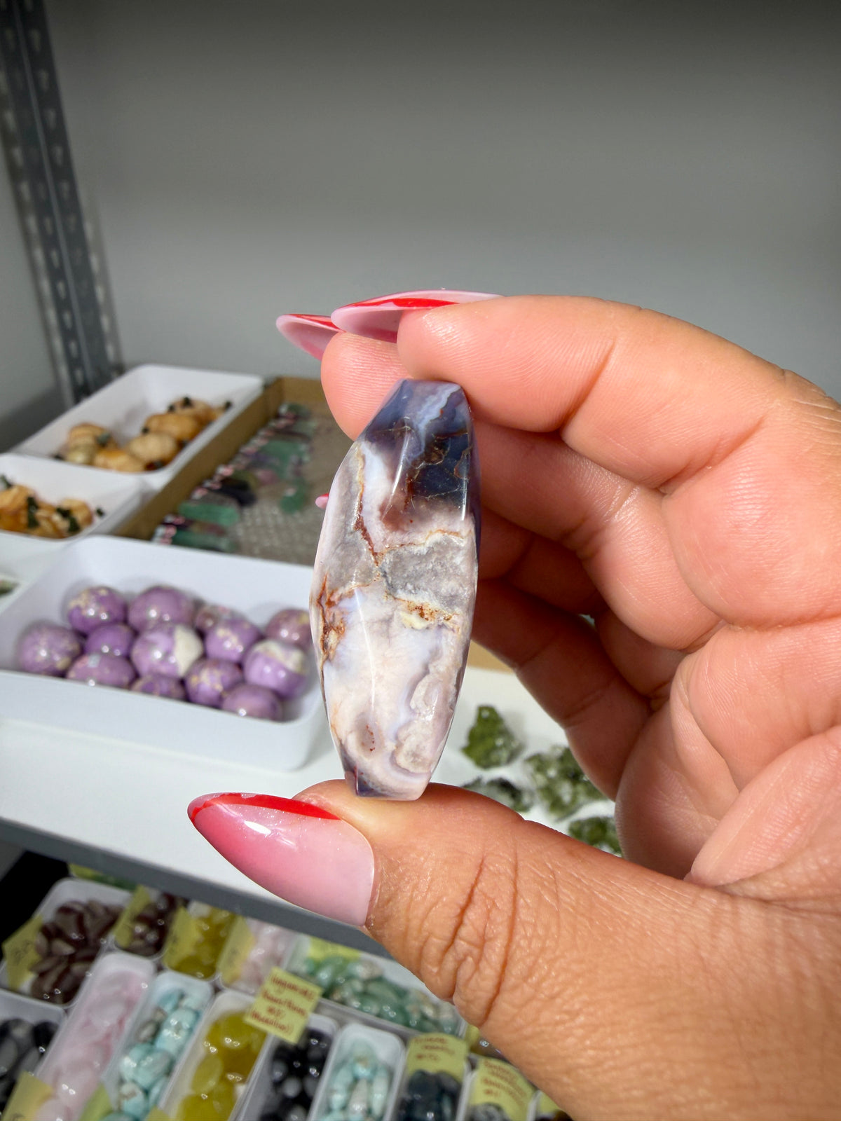 Gorgeous Blue Flower Agate Heart | Opt 26