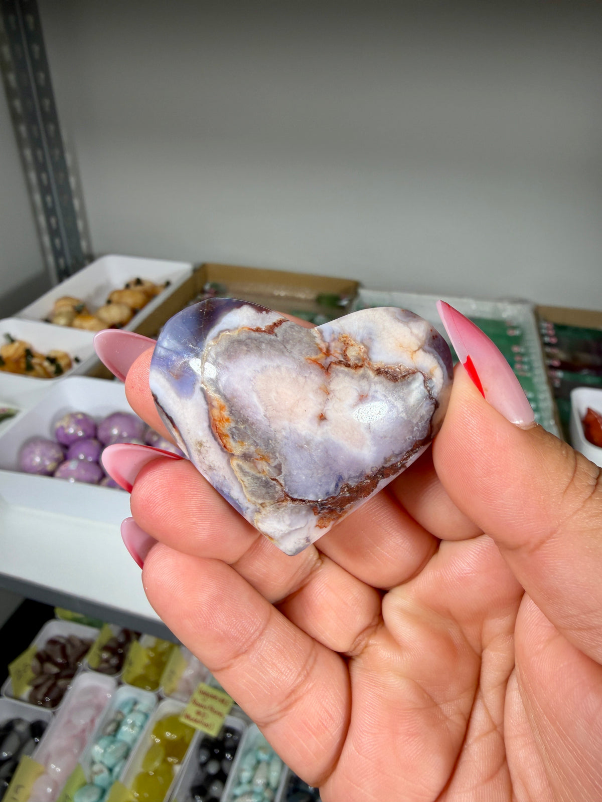 Gorgeous Blue Flower Agate Heart | Opt 26