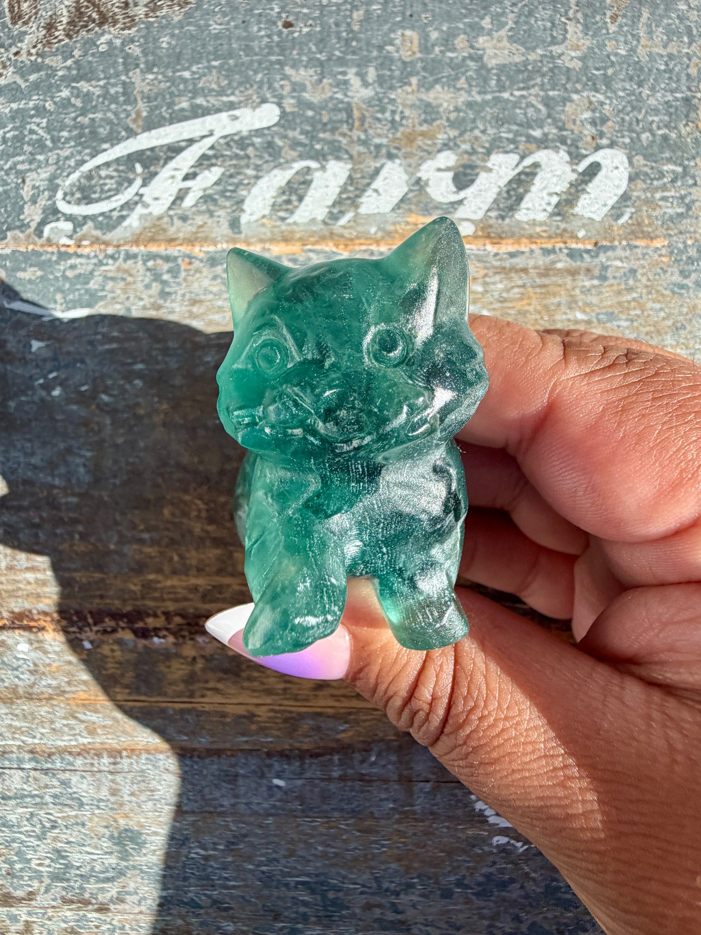 Adorable Green Fluorite Kitty (short tail)