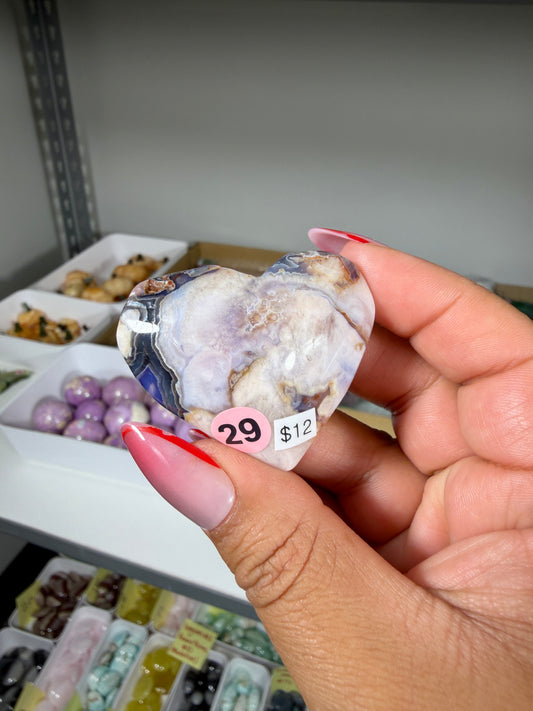 Gorgeous Blue Flower Agate Heart | Opt 29