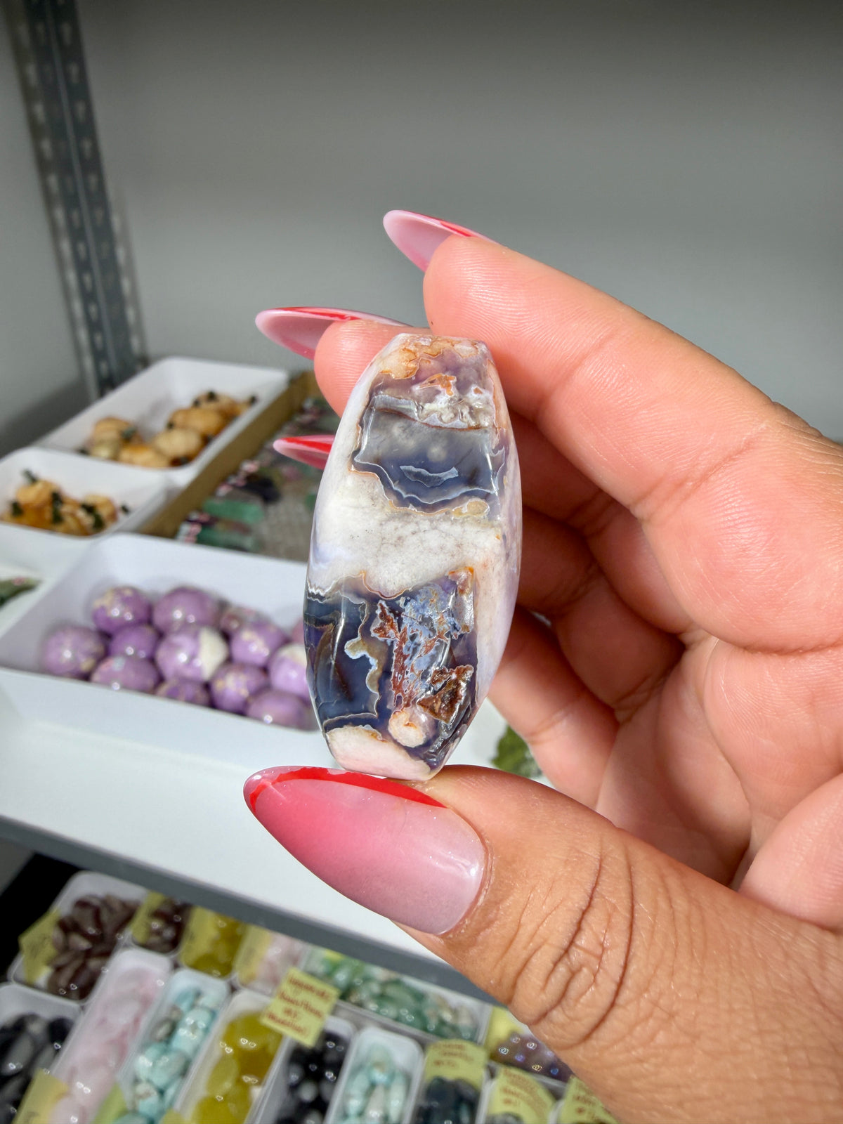 Gorgeous Blue Flower Agate Heart | Opt 29