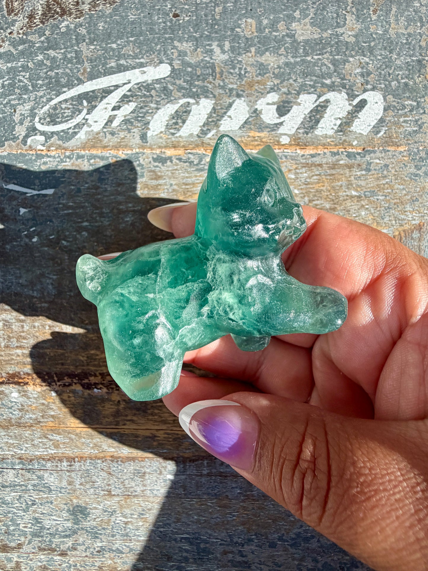 Adorable Green Fluorite Kitty (short tail)