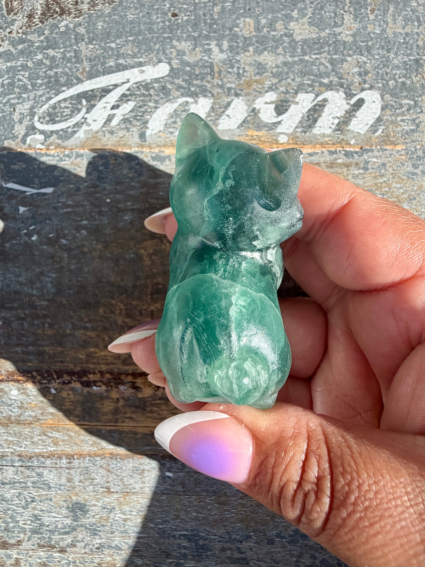 Adorable Green Fluorite Kitty (short tail)