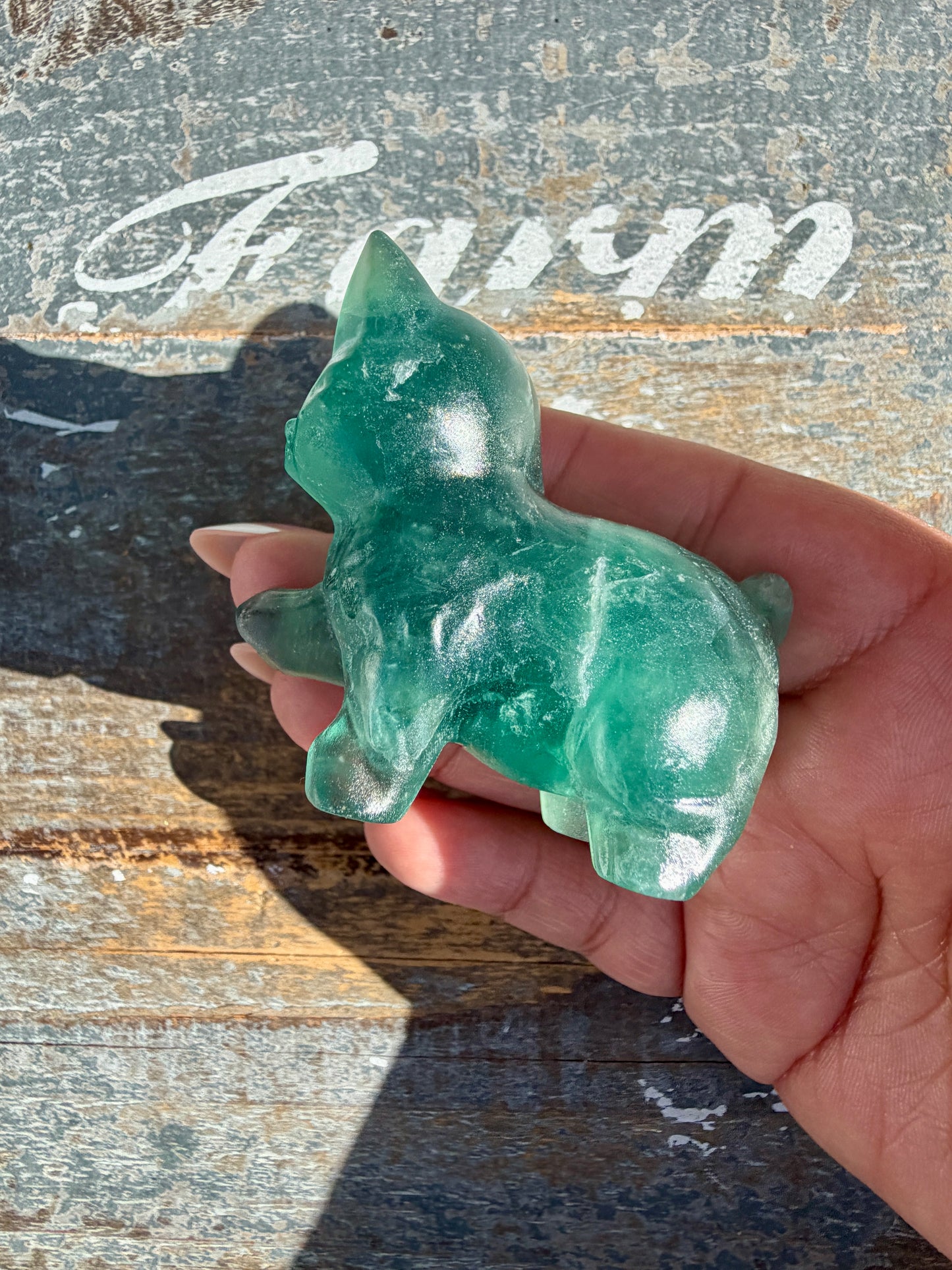 Adorable Green Fluorite Kitty (short tail)