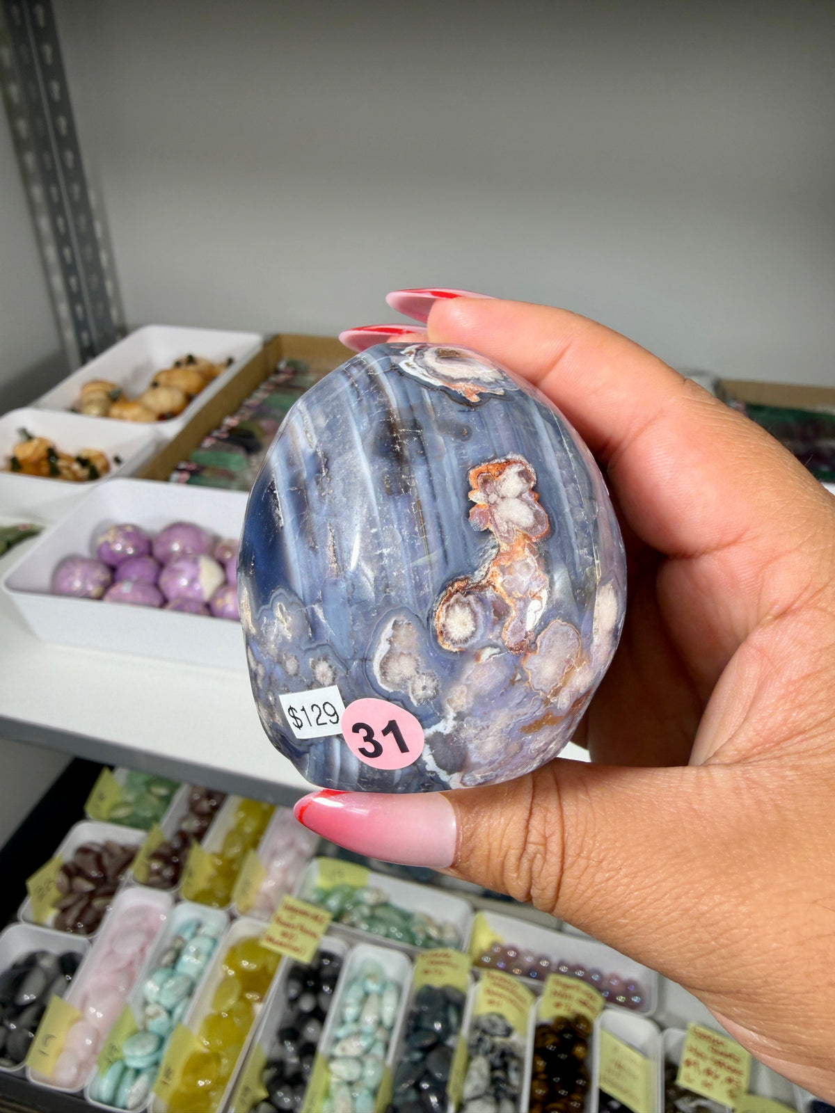 Gorgeous Blue Flower Agate Skull | Opt 31