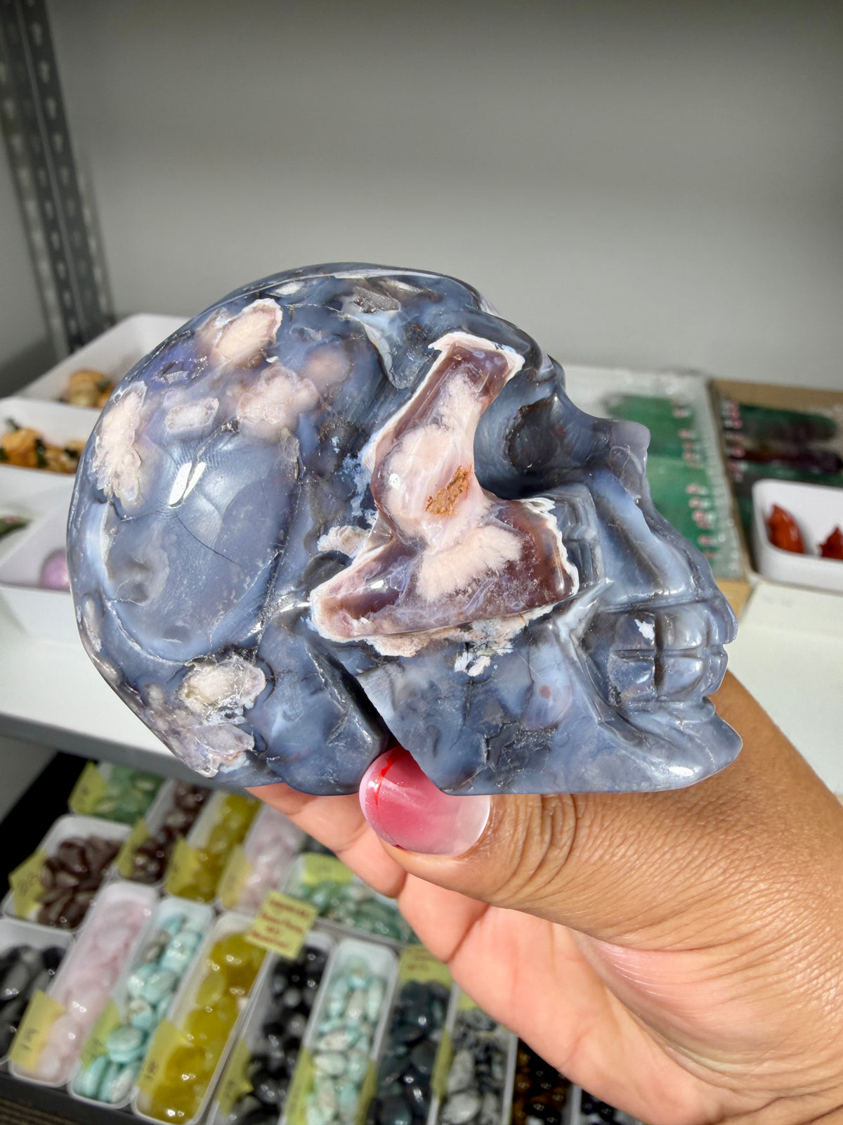 Gorgeous Blue Flower Agate Skull | Opt 31