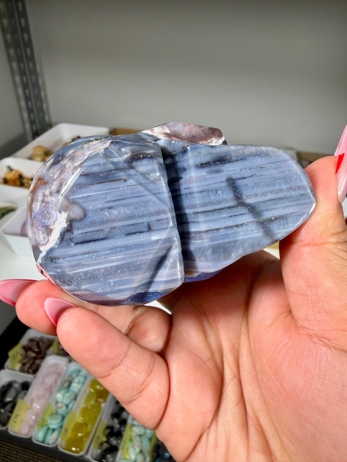 Gorgeous Blue Flower Agate Skull | Opt 31