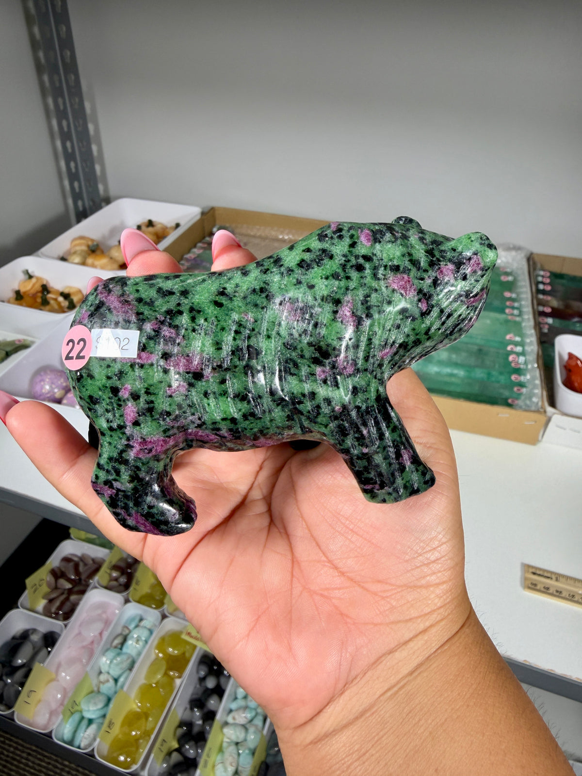 Unique Ruby In Zoisite Bear | UV Reactive | Opt 22