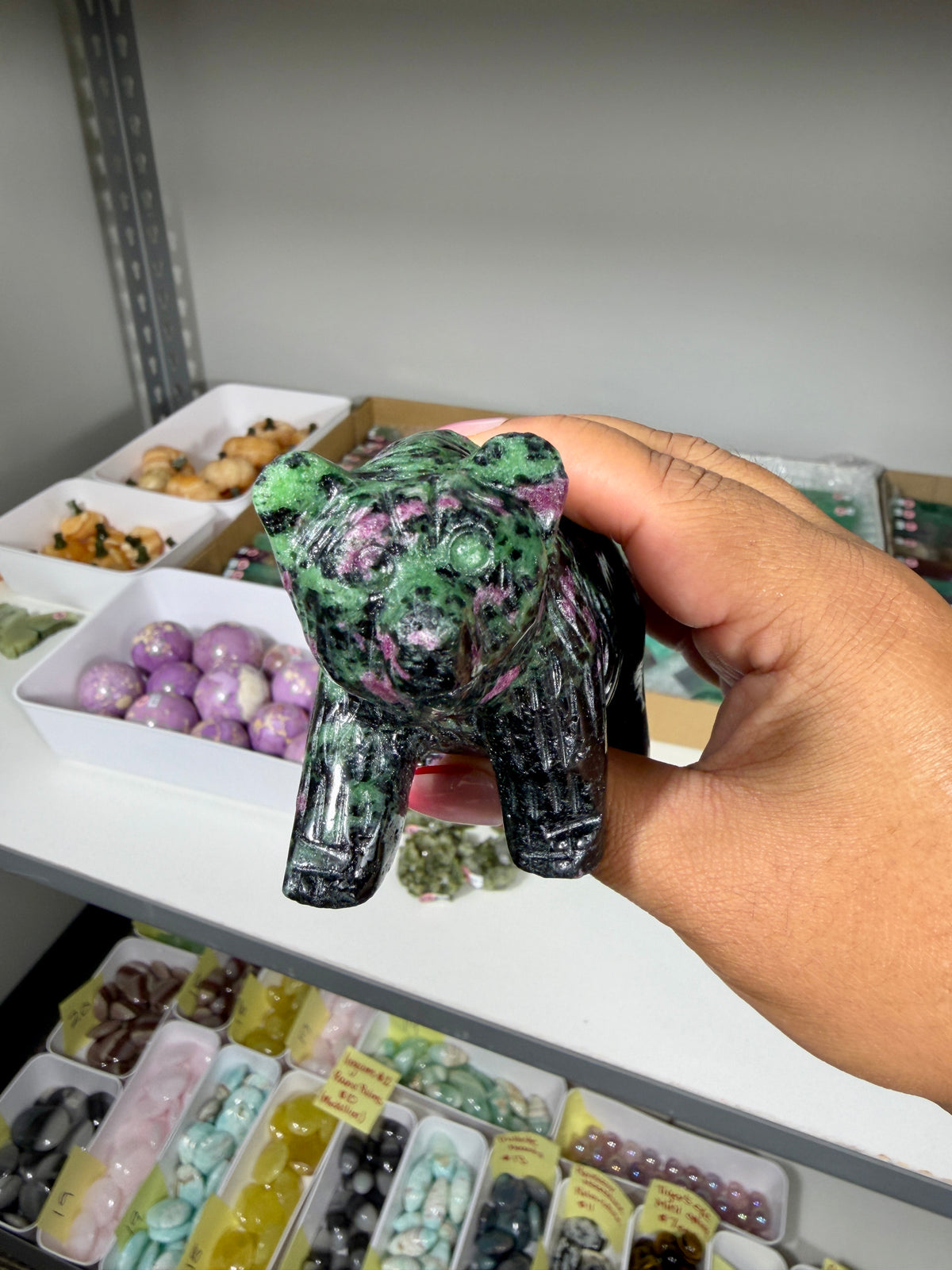 Unique Ruby In Zoisite Bear | UV Reactive | Opt 22