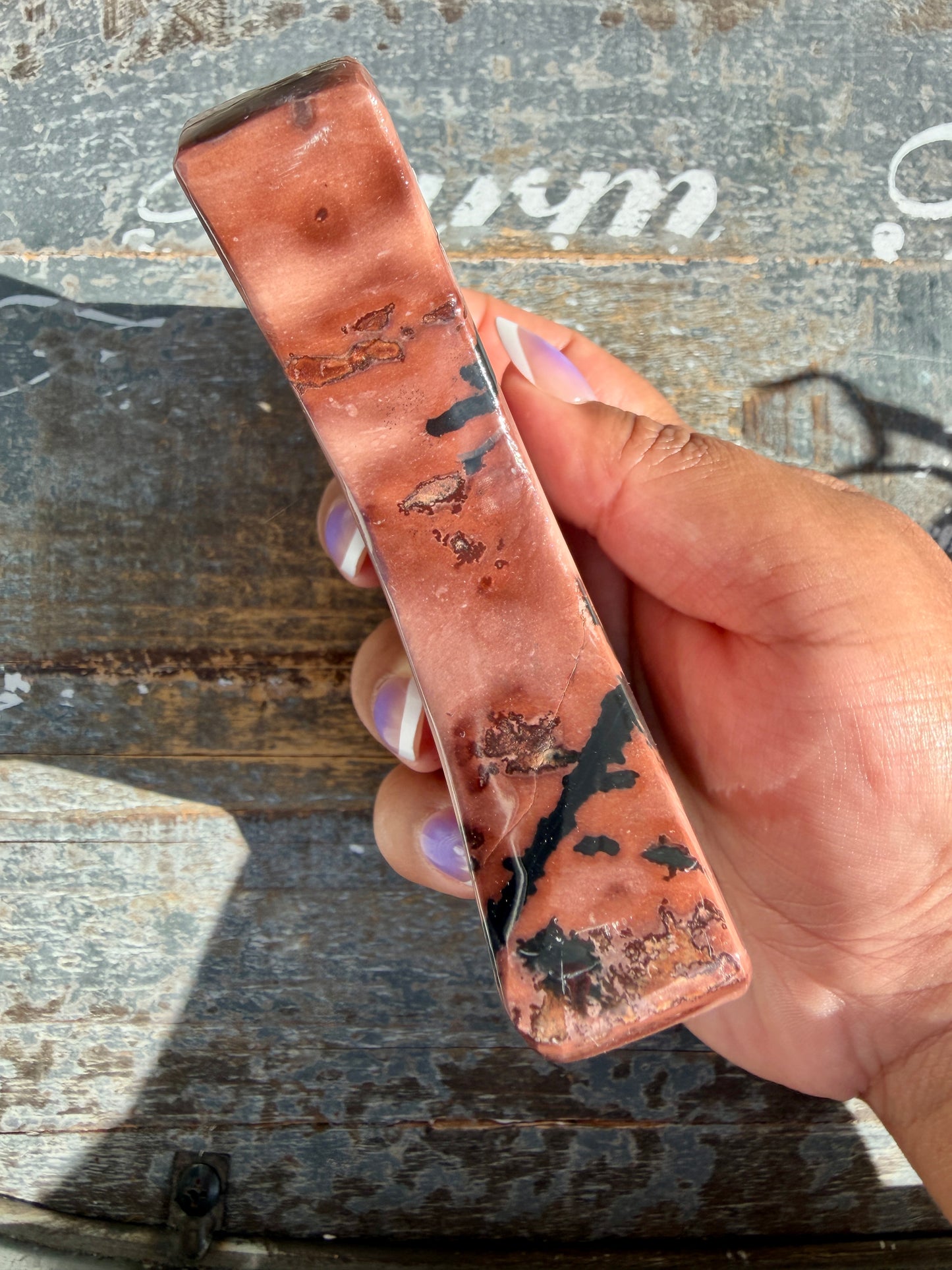 Gorgeous Picture Jasper Moon on Black Stand | Opt E