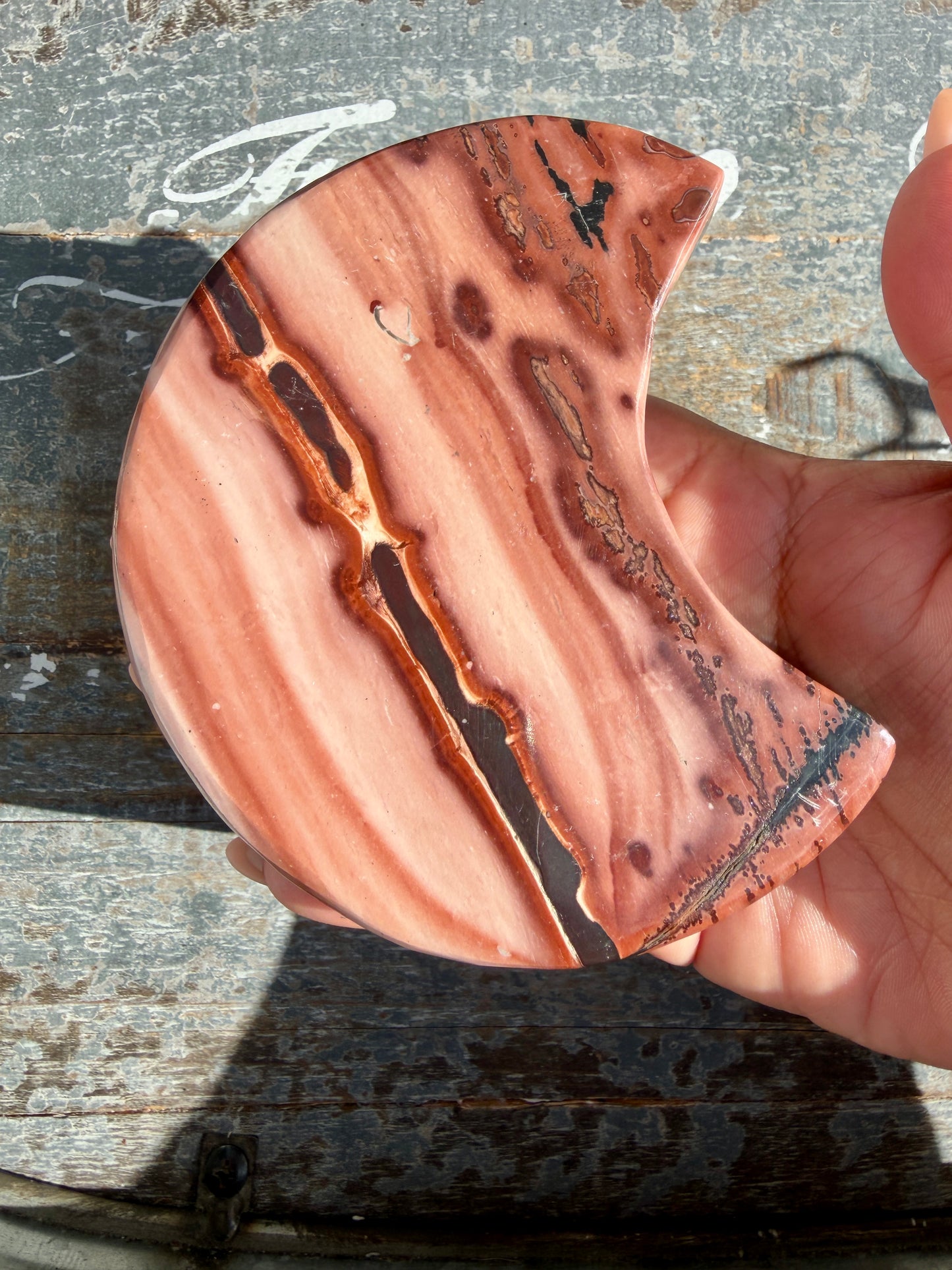 Gorgeous Picture Jasper Moon on Black Stand | Opt E