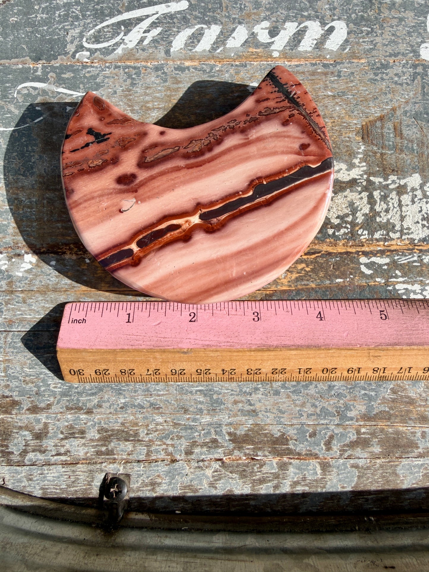 Gorgeous Picture Jasper Moon on Black Stand | Opt E