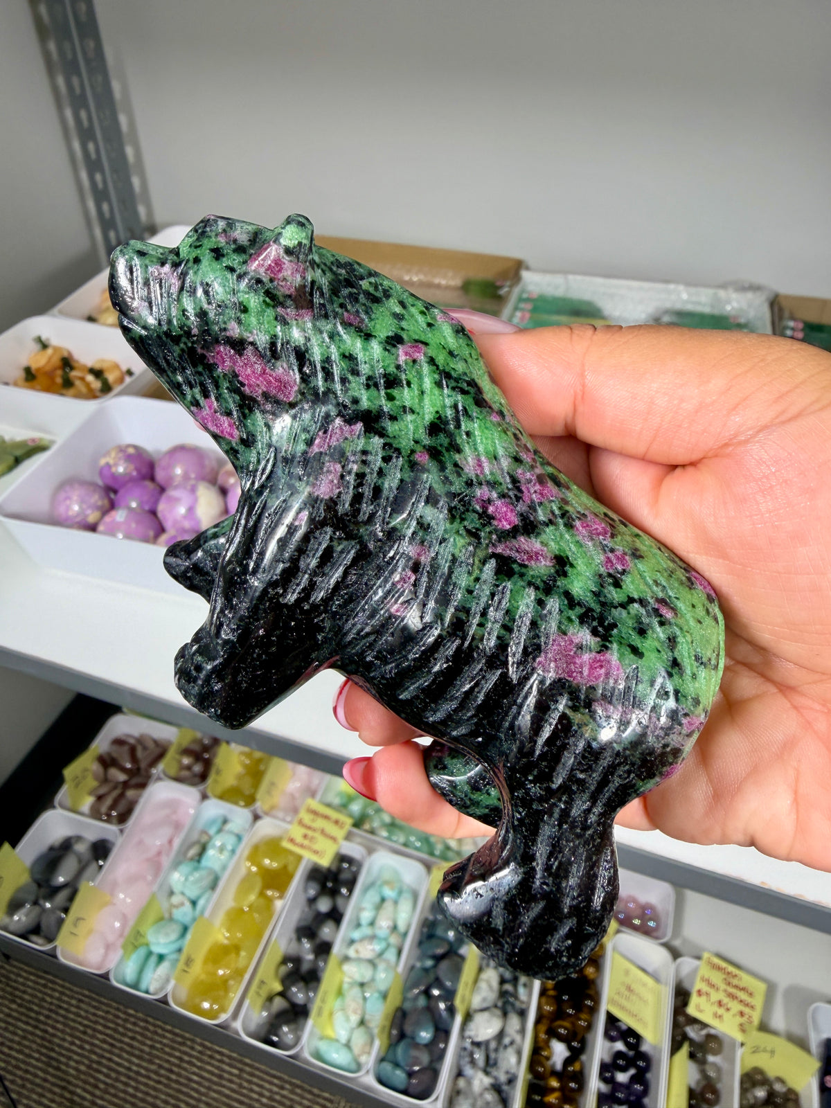 Unique Ruby In Zoisite Bear | UV Reactive | Opt 22