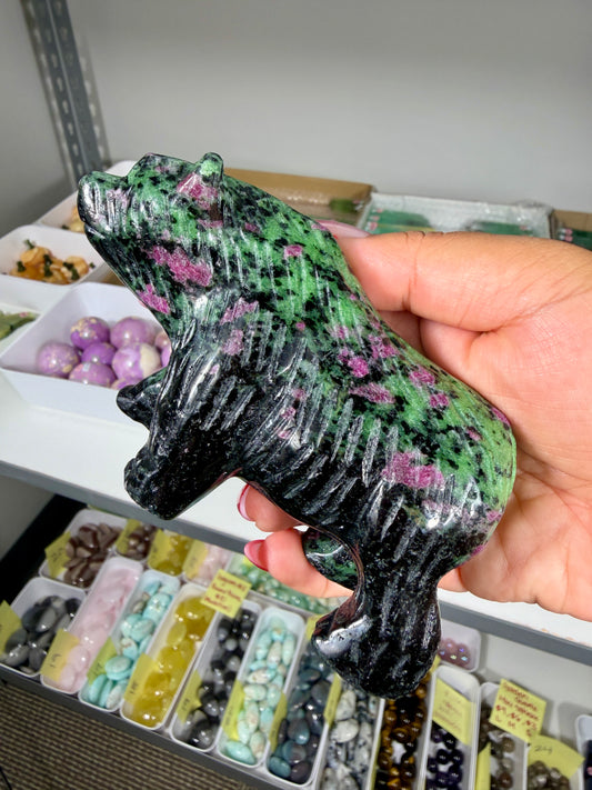 Unique Ruby In Zoisite Bear | UV Reactive | Opt 22