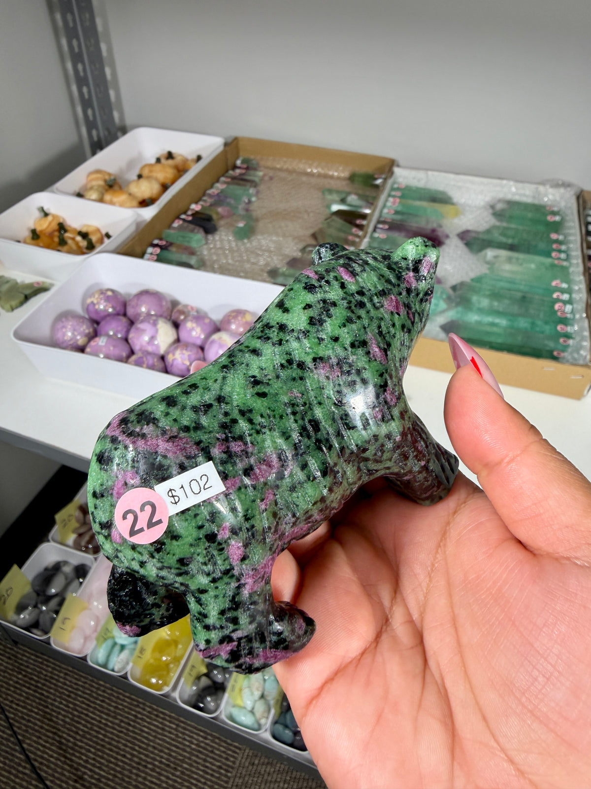 Unique Ruby In Zoisite Bear | UV Reactive | Opt 22
