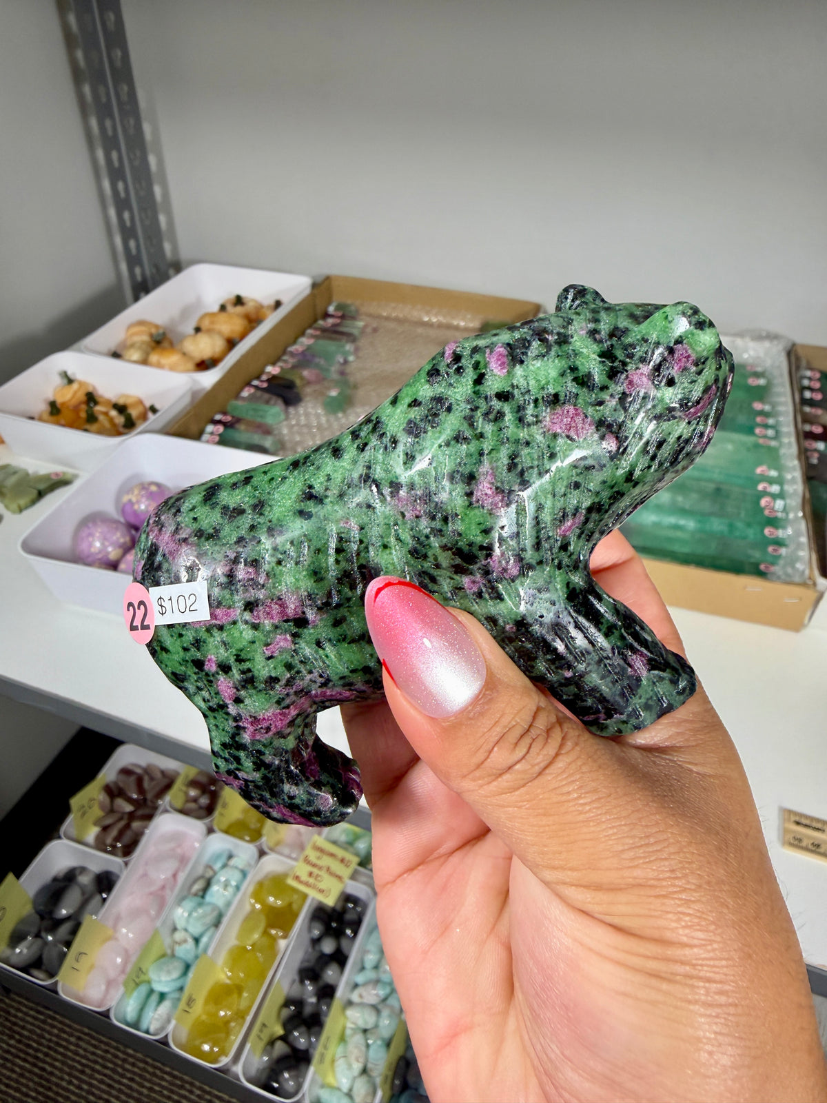Unique Ruby In Zoisite Bear | UV Reactive | Opt 22