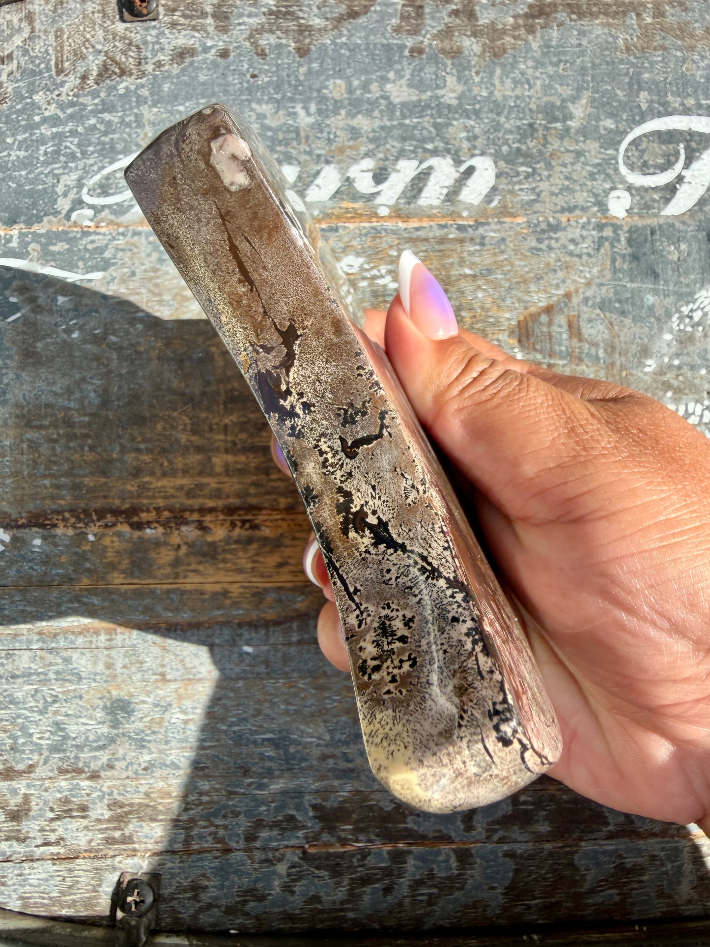 Gorgeous Picture Jasper Moon on Black Stand | Opt G
