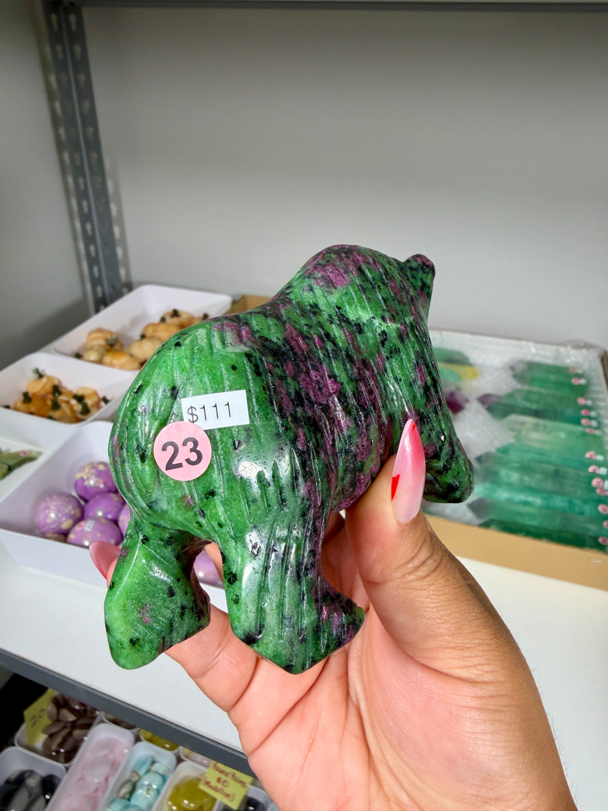 Unique Ruby In Zoisite Bear | UV Reactive | Opt 23