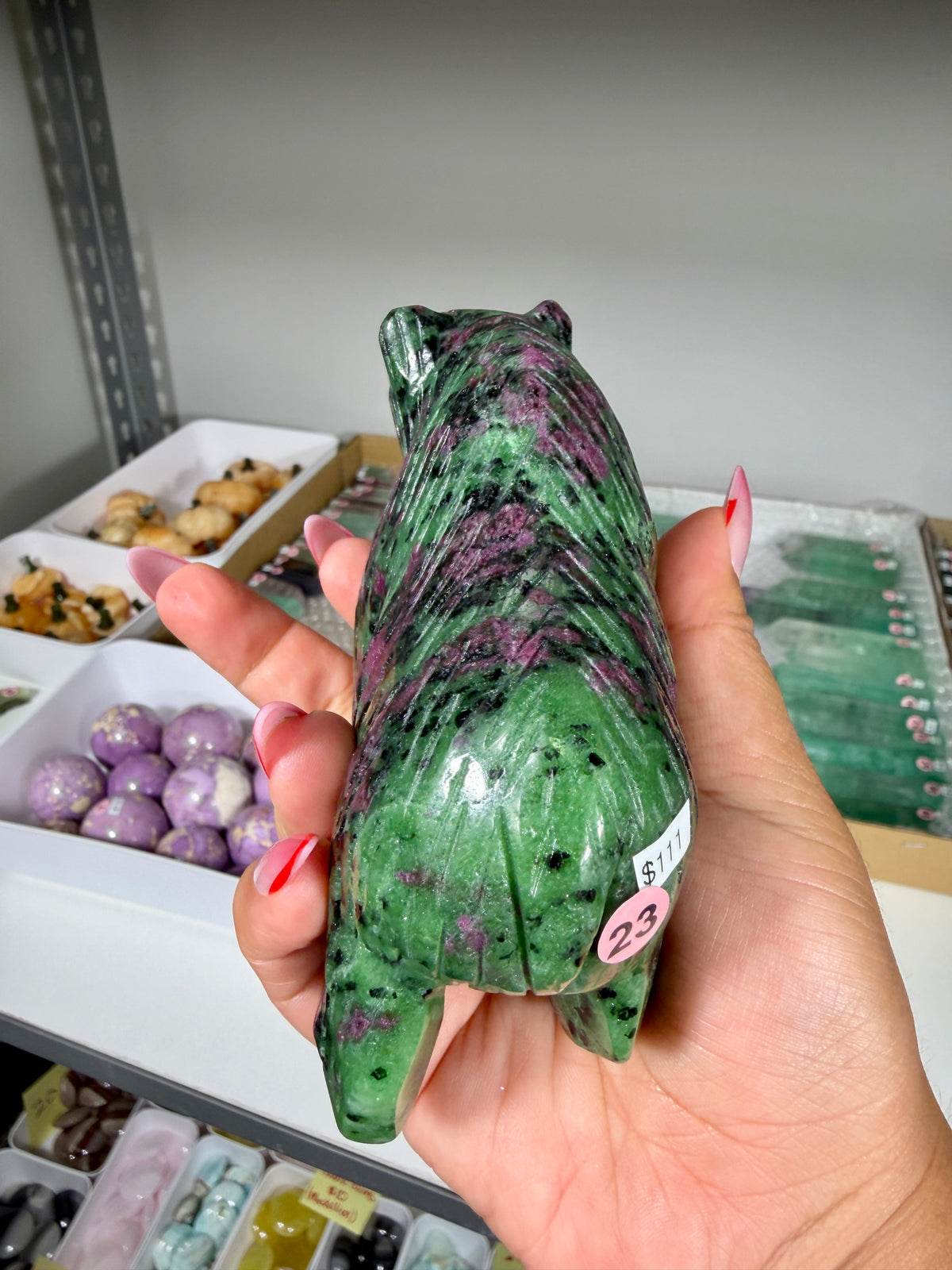 Unique Ruby In Zoisite Bear | UV Reactive | Opt 23