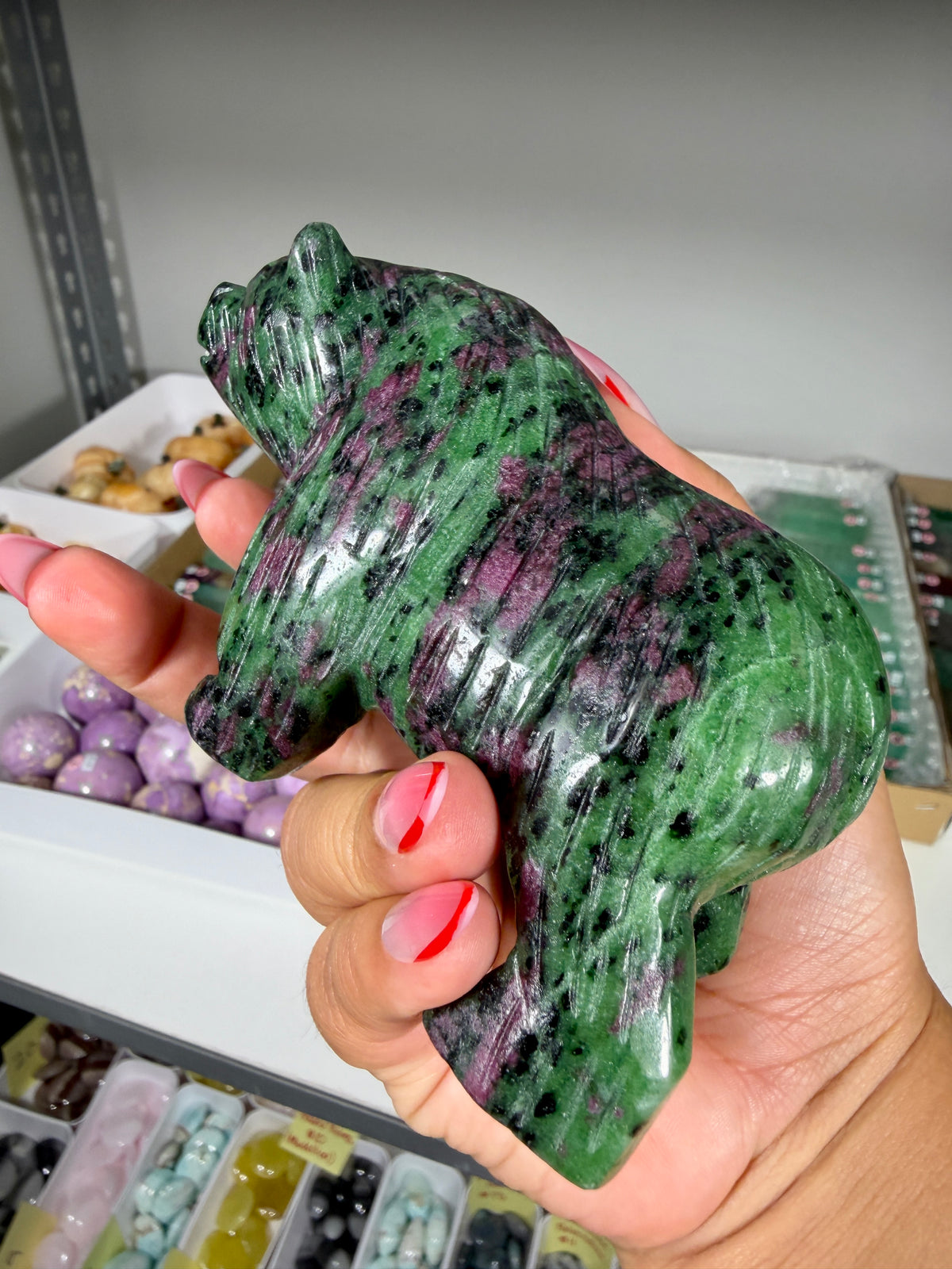 Unique Ruby In Zoisite Bear | UV Reactive | Opt 23
