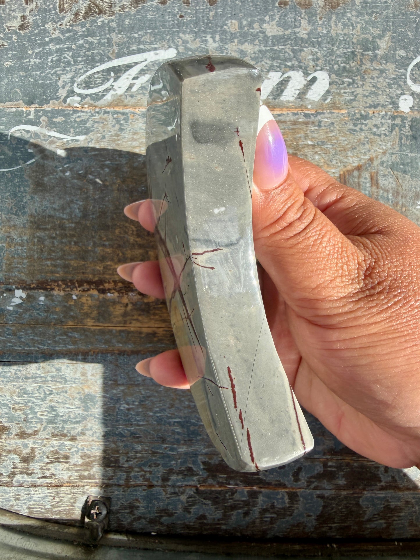 Gorgeous Picture Jasper Moon on Black Stand | Opt C
