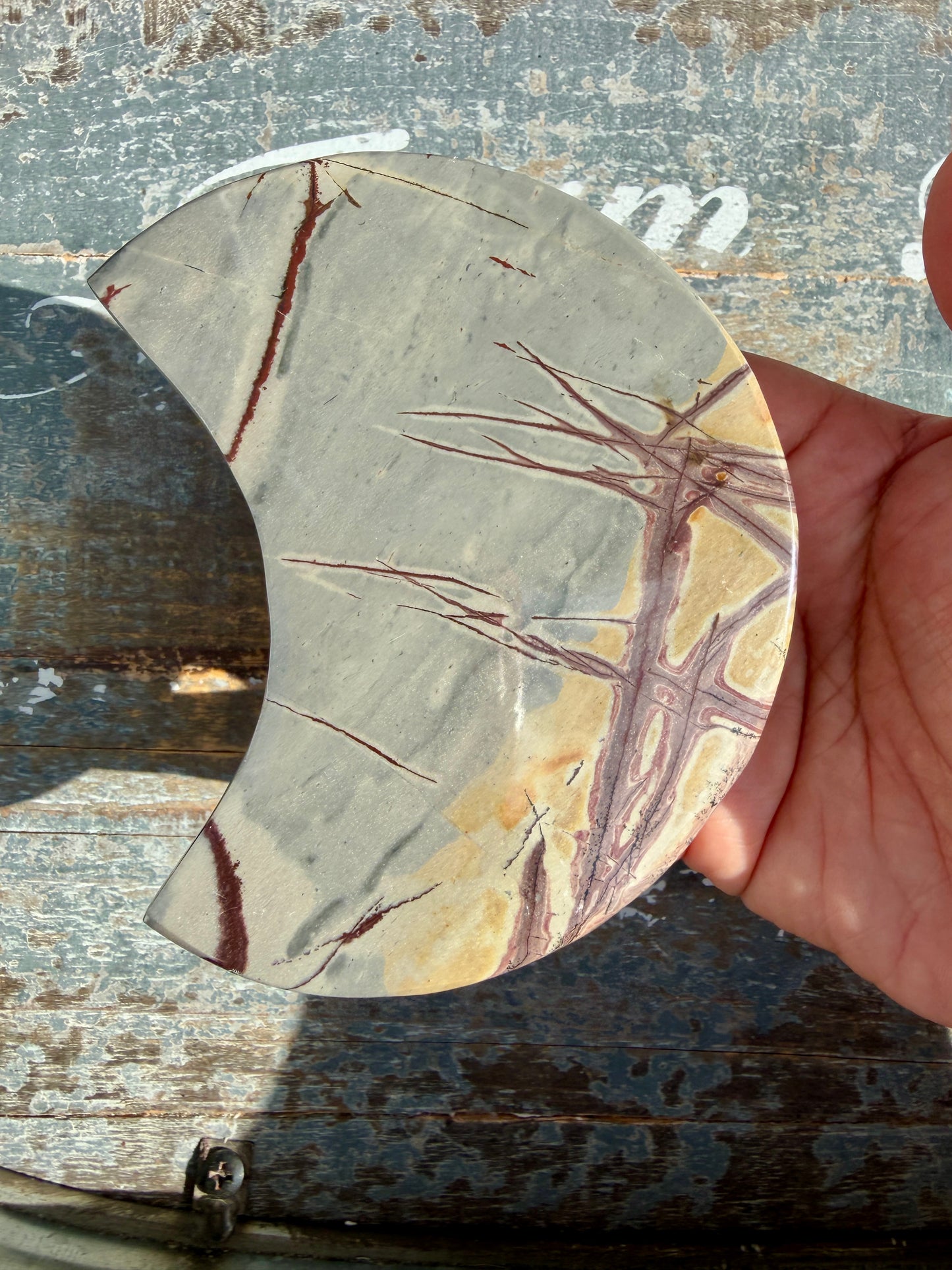 Gorgeous Picture Jasper Moon on Black Stand | Opt C