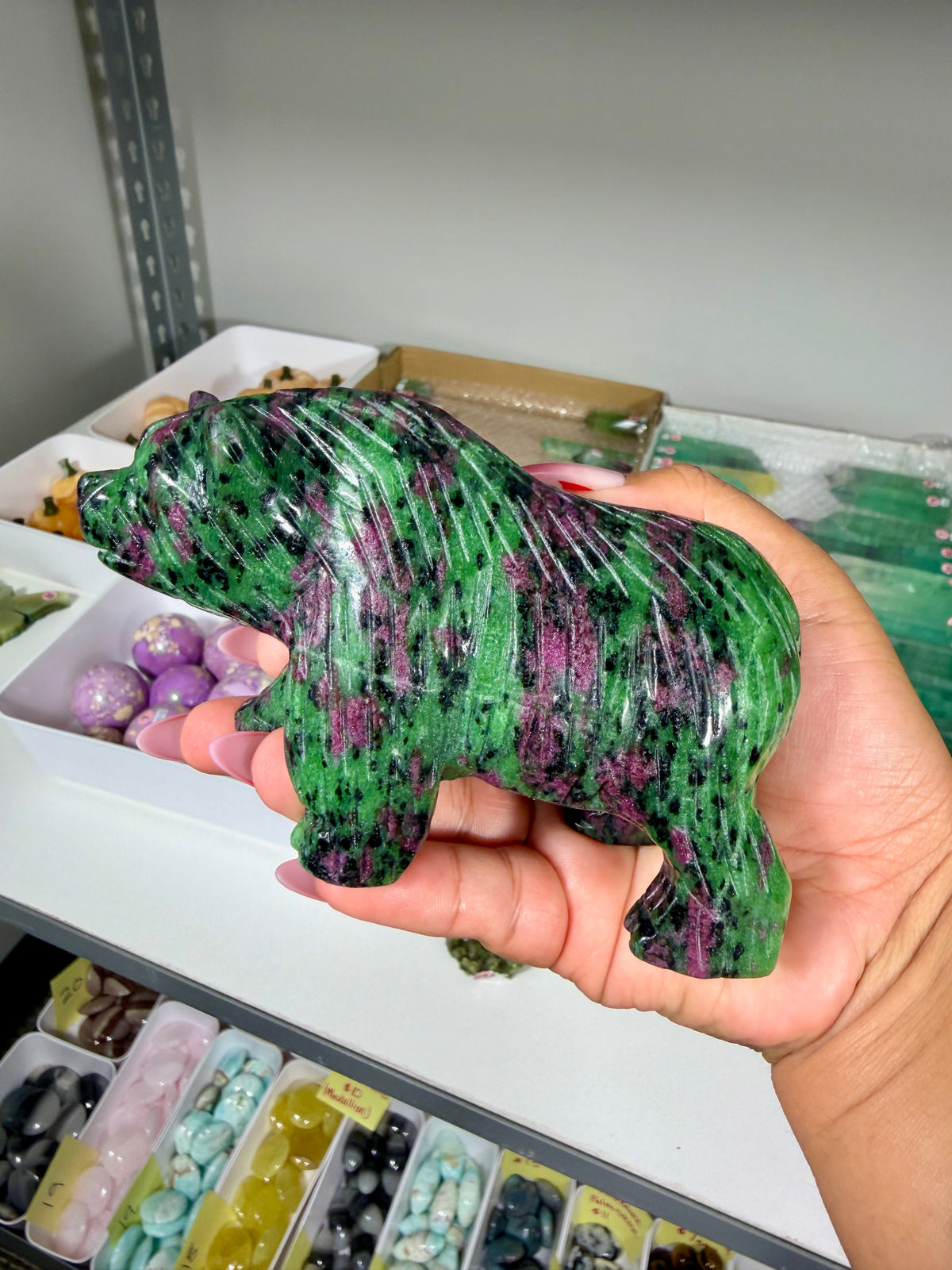 Unique Ruby In Zoisite Bear | UV Reactive | Opt 23