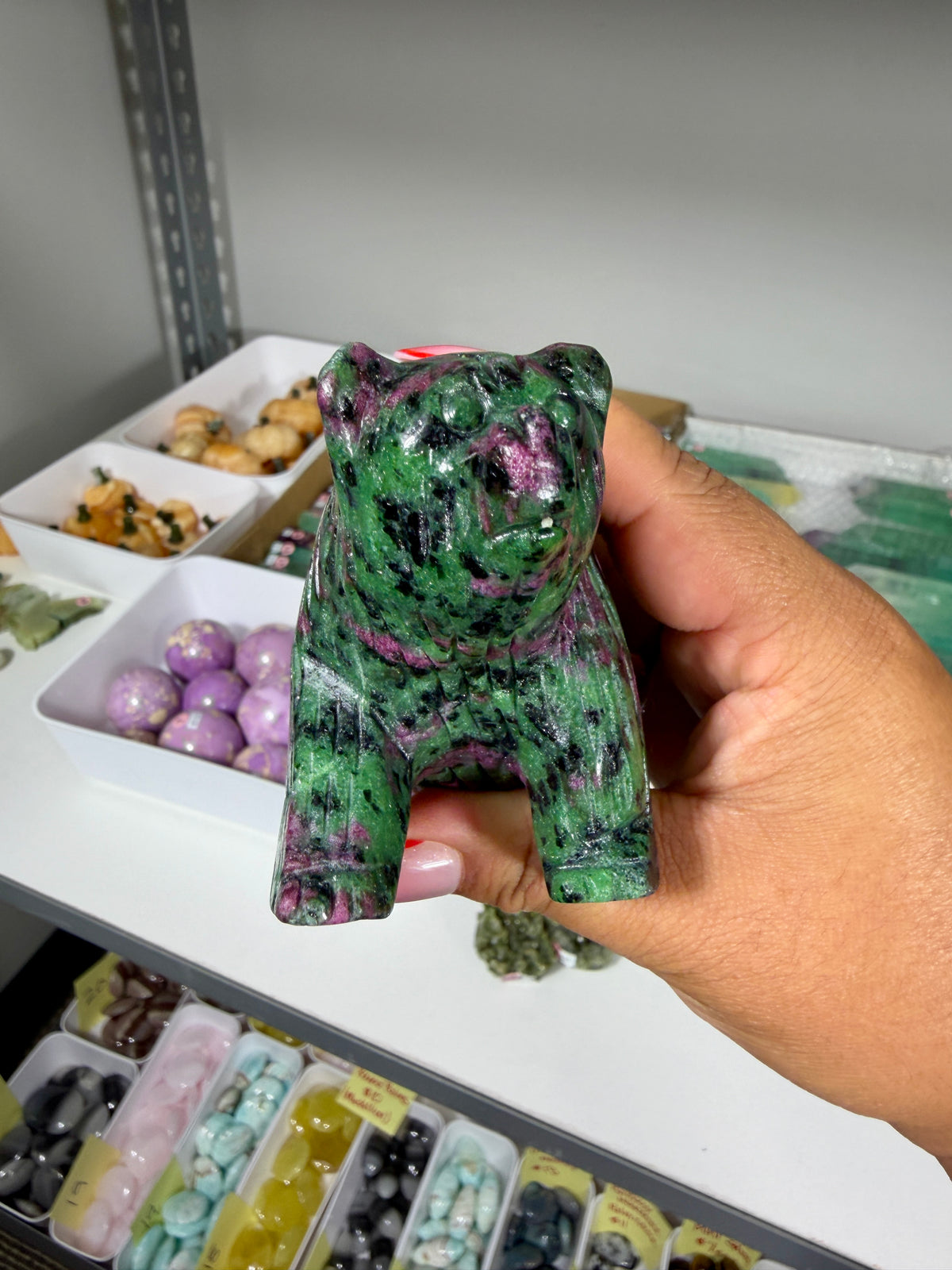 Unique Ruby In Zoisite Bear | UV Reactive | Opt 23