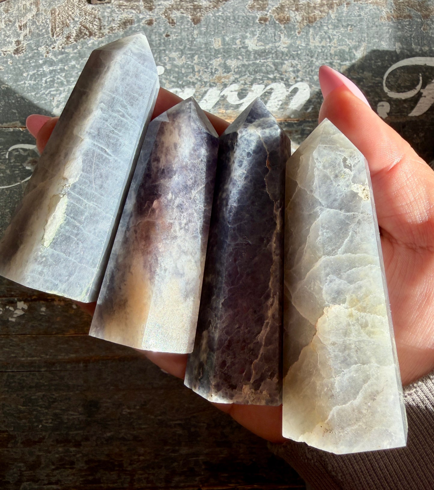 One (1) Lepidolite Iolite Tower