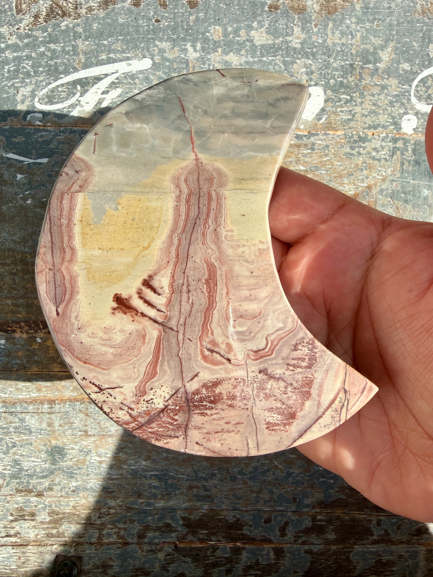 Gorgeous Picture Jasper Moon on Black Stand | Opt D