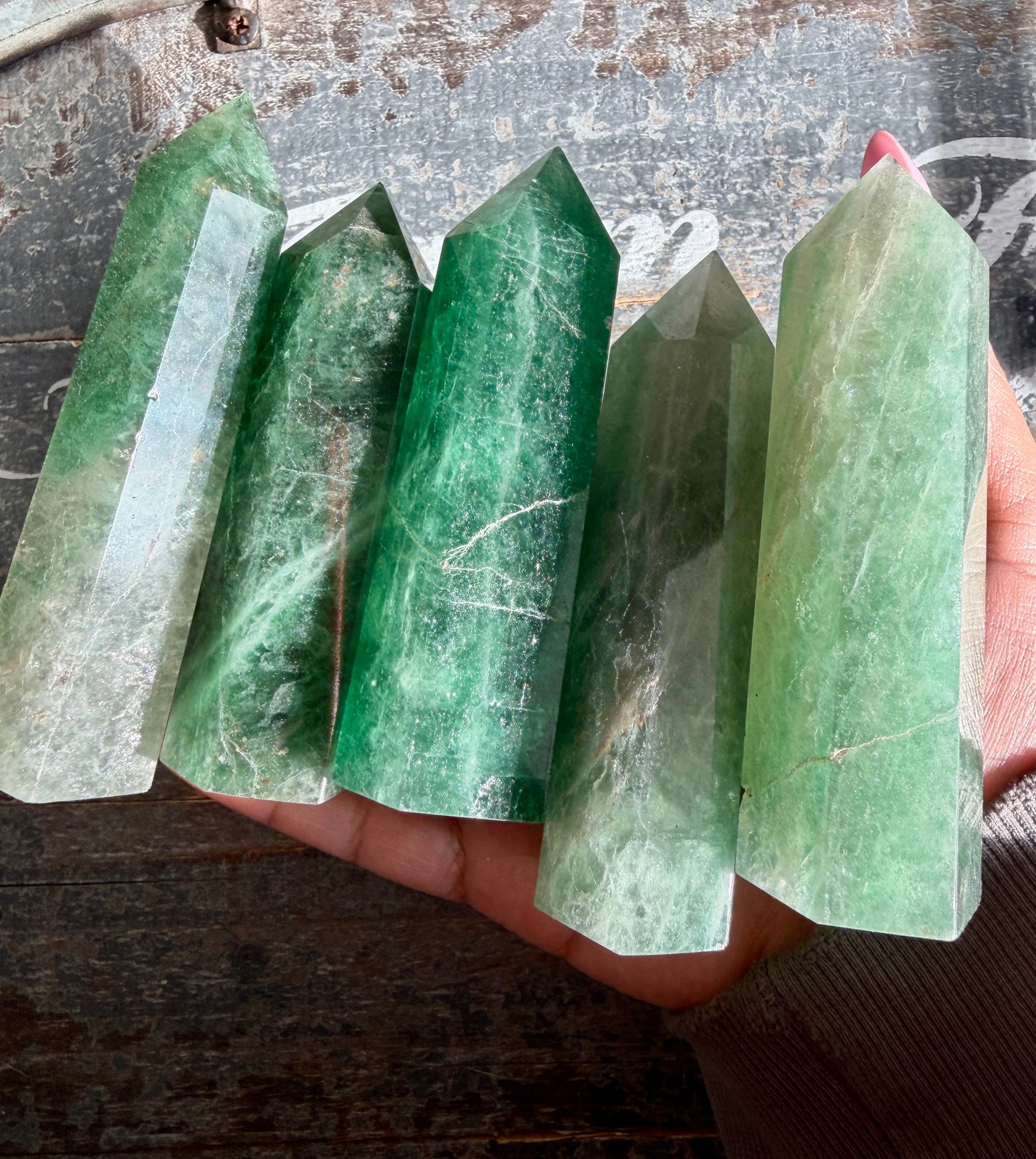 One (1) Green Strawberry Quartz Tower