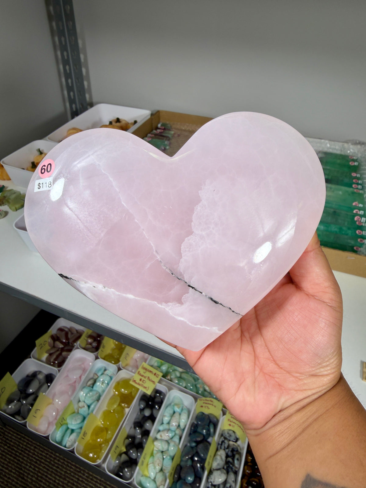 Gorgeous Large Mango Calcite Heart | UV reactive | Pakistan | Opt 60