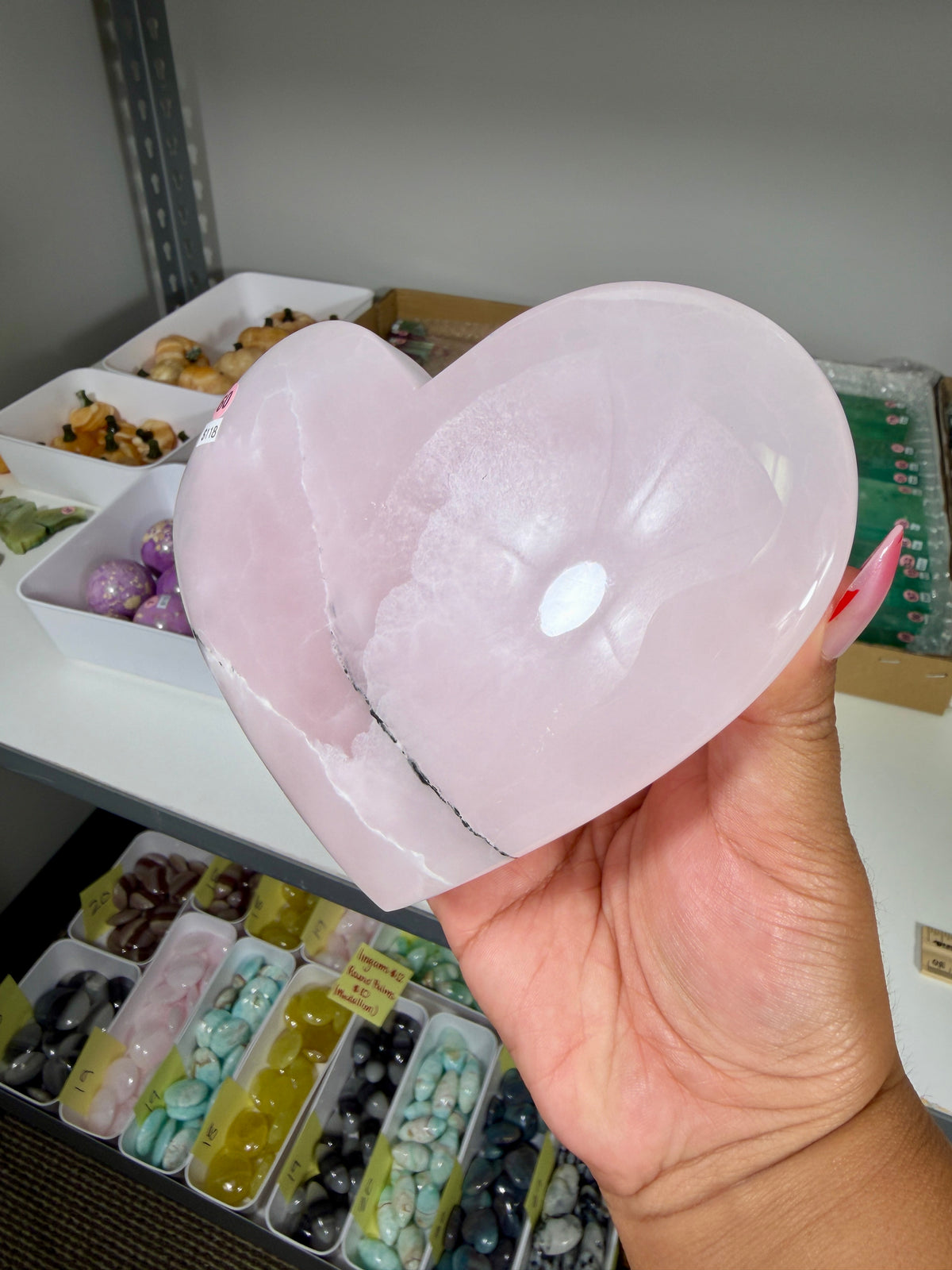 Gorgeous Large Mango Calcite Heart | UV reactive | Pakistan | Opt 60