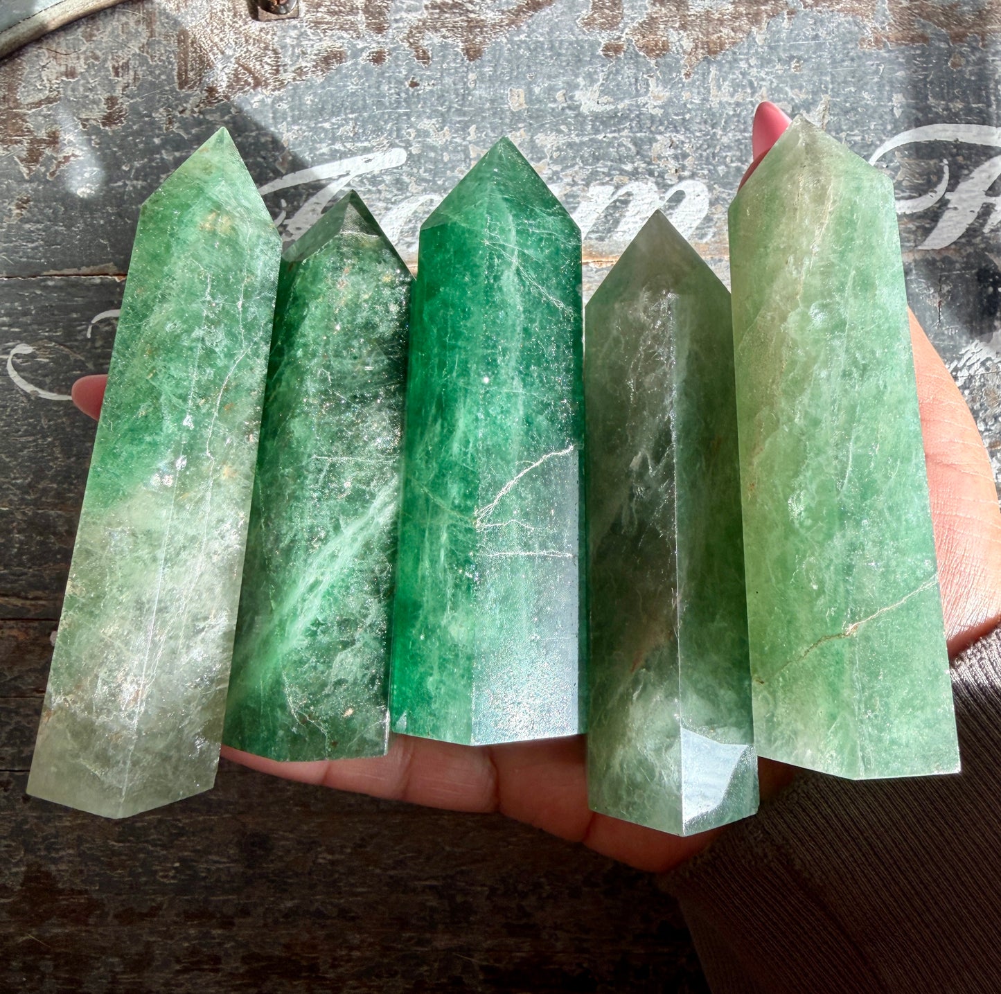 One (1) Green Strawberry Quartz Tower